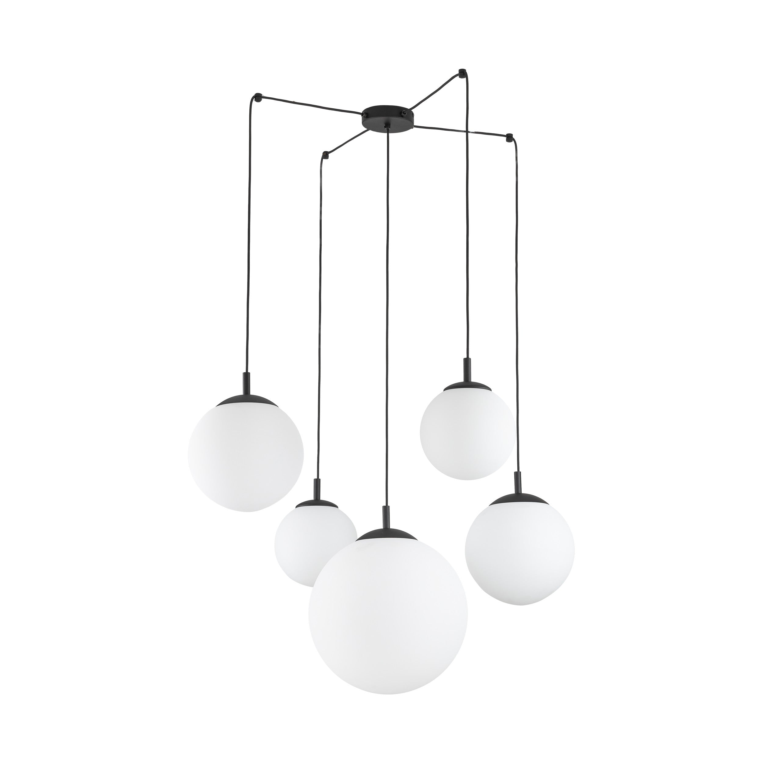 Lampe Suspendue ESME Blanc Scandinave 5 Lumières | Suspension Moderne en Verre et Métal
