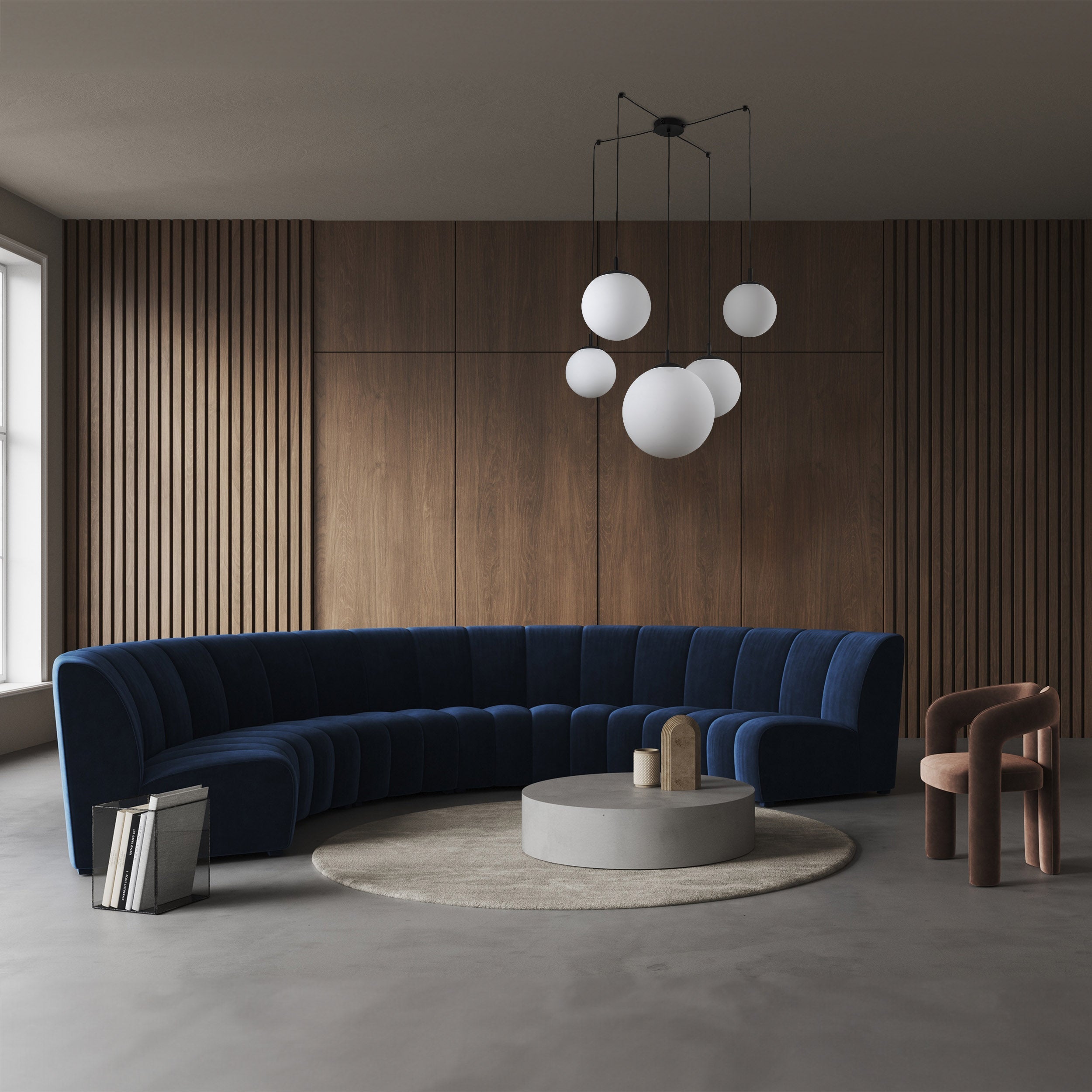 Lampe Suspendue ESME Blanc Scandinave 5 Lumières | Suspension Moderne en Verre et Métal