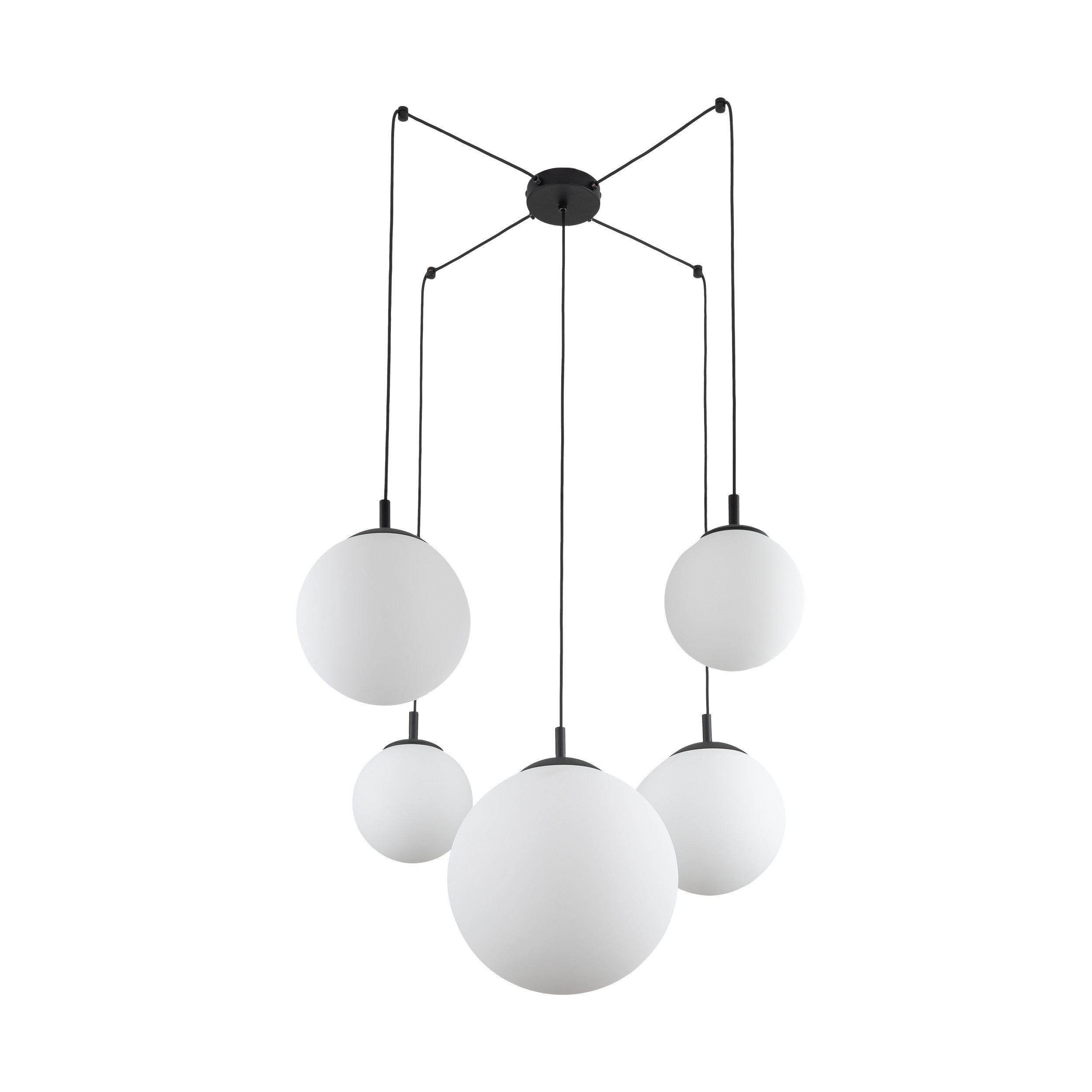 Lampe Suspendue ESME Blanc Scandinave 5 Lumières | Suspension Moderne en Verre et Métal