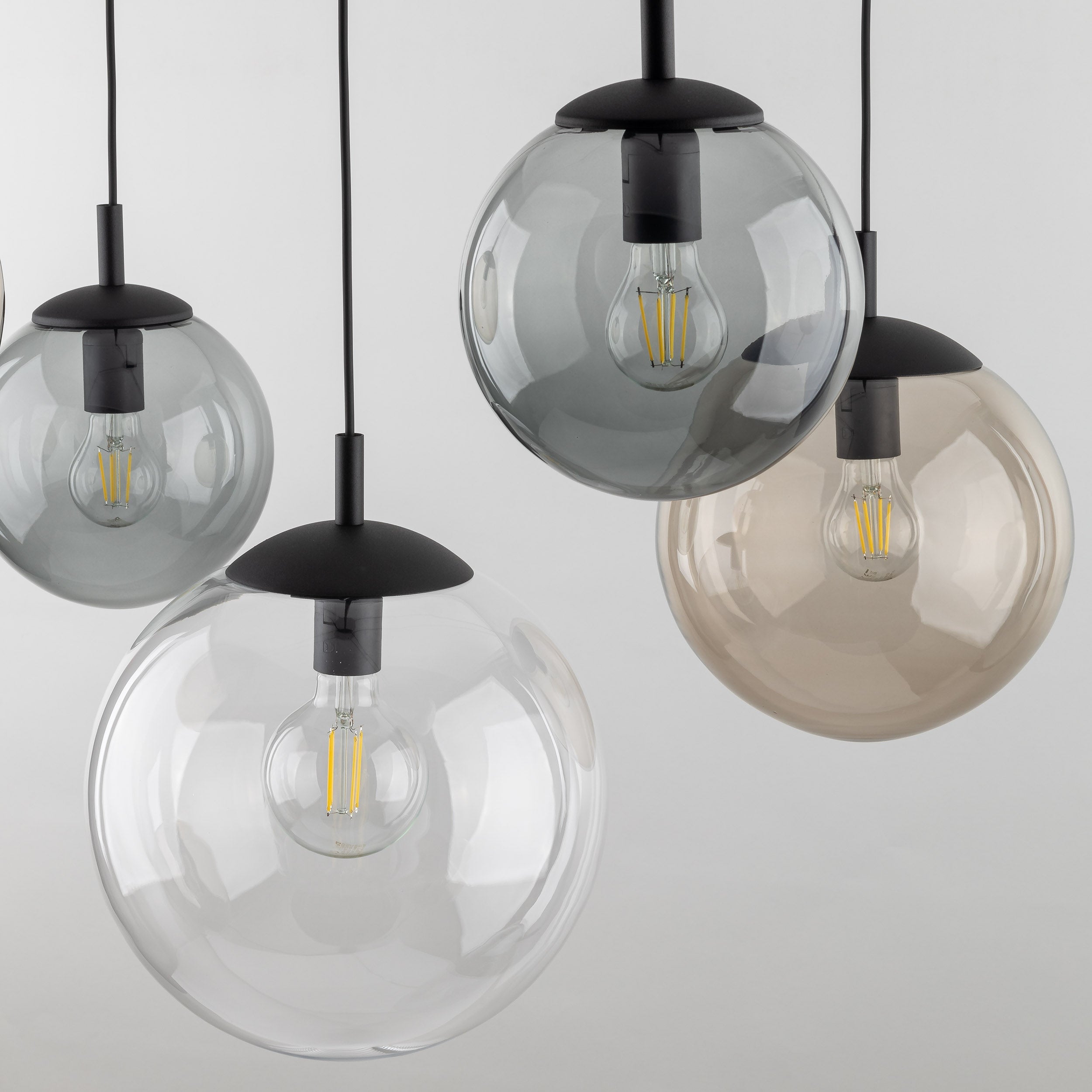 Lampe Suspendue ESME Mix Scandinave 5 Lumières | Suspension Moderne en Verre et Métal