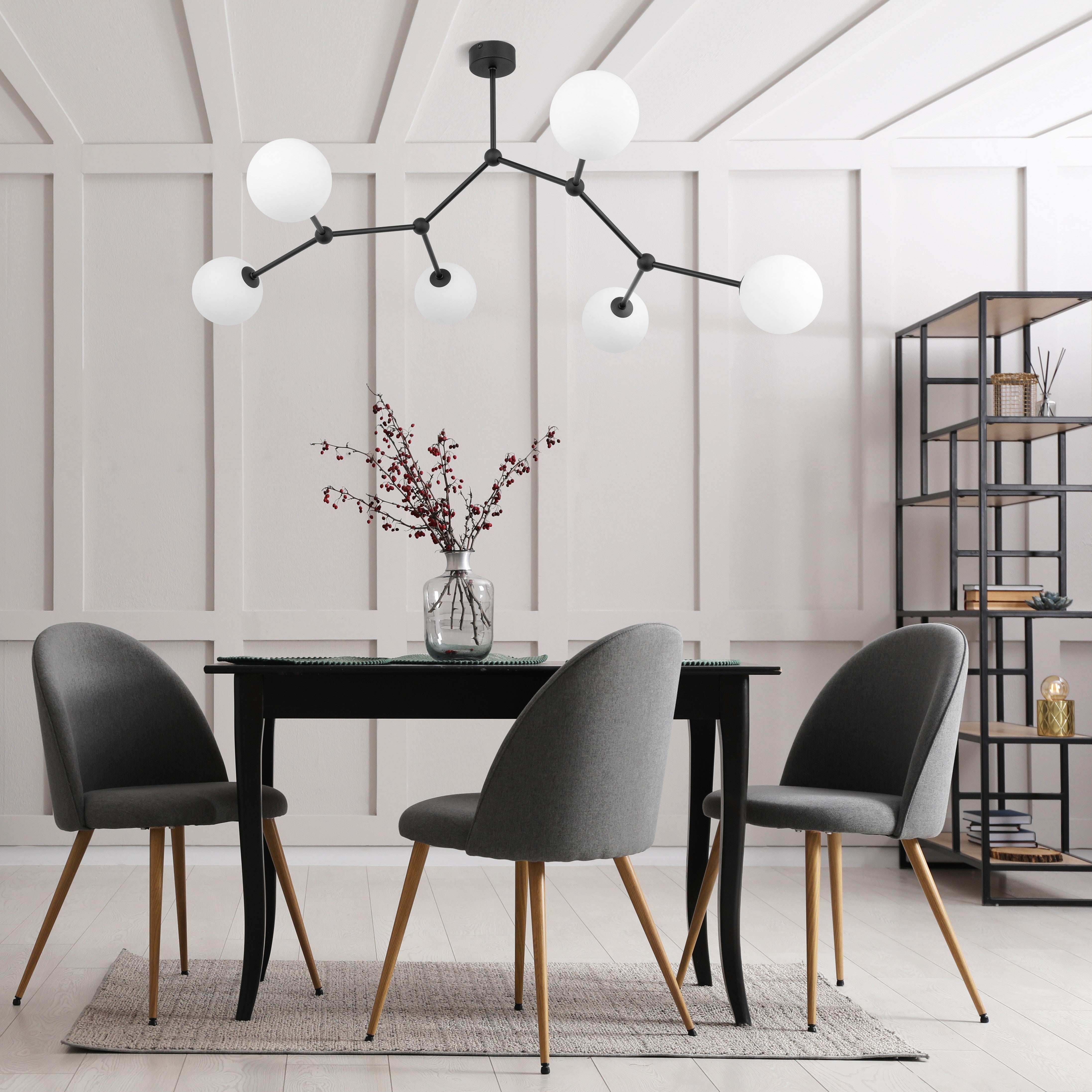 Lampe Suspendue FAIRY Scandinave 6 Lumières | Suspension Élégante en Verre et Métal