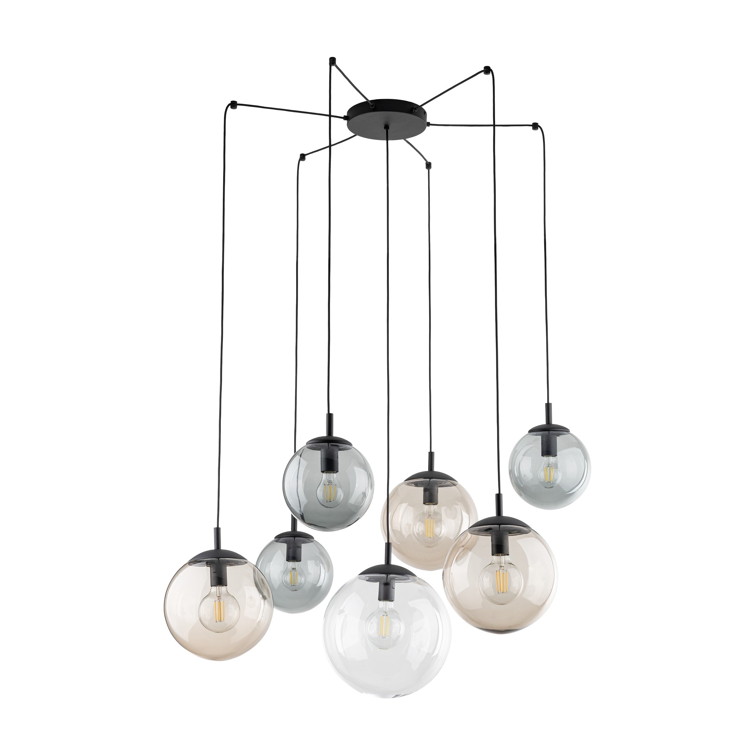 Lustre suspendu ESME 7 globes en verre design scandinave fond blanc