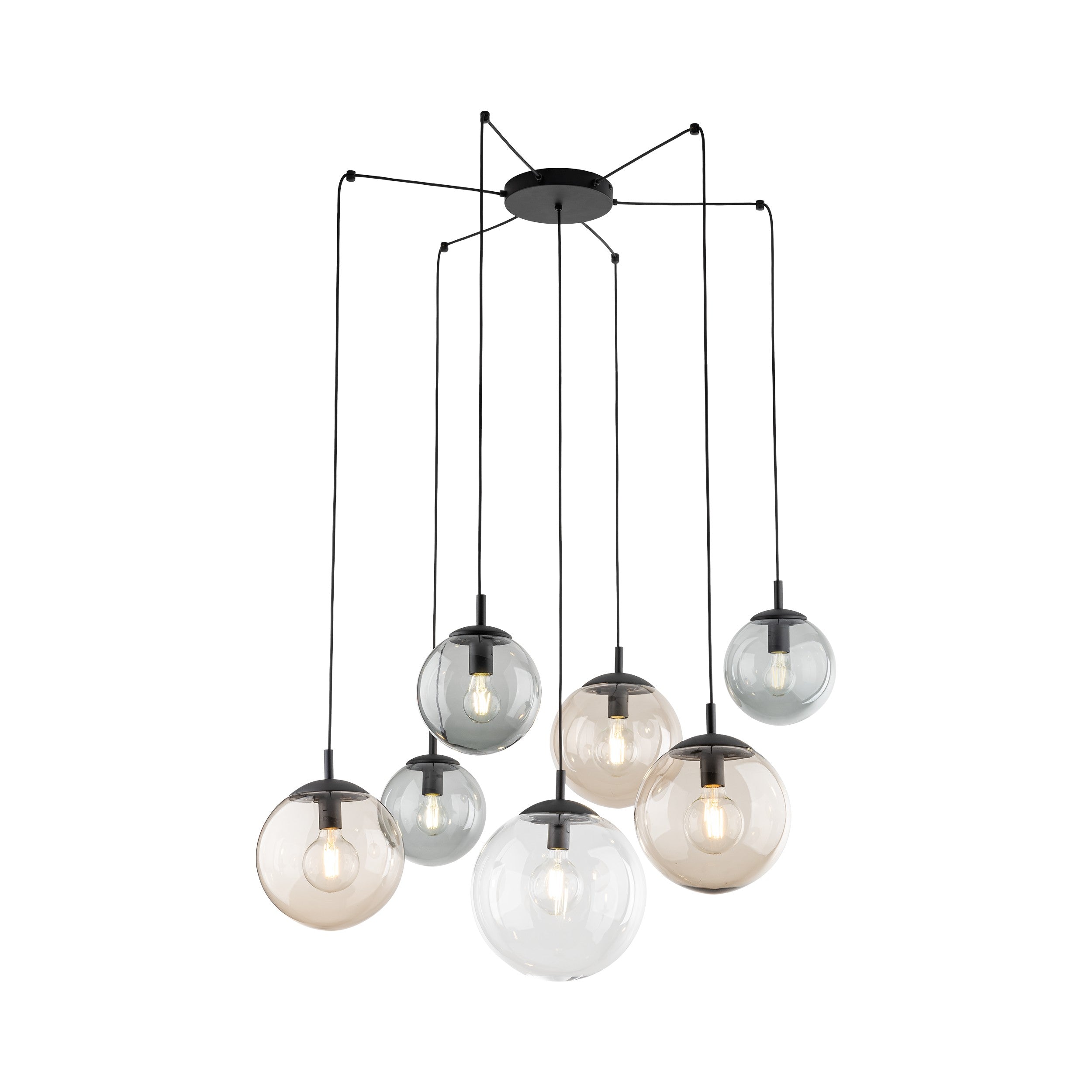 Lustre suspendu ESME 7 globes en verre design scandinave fond blanc
