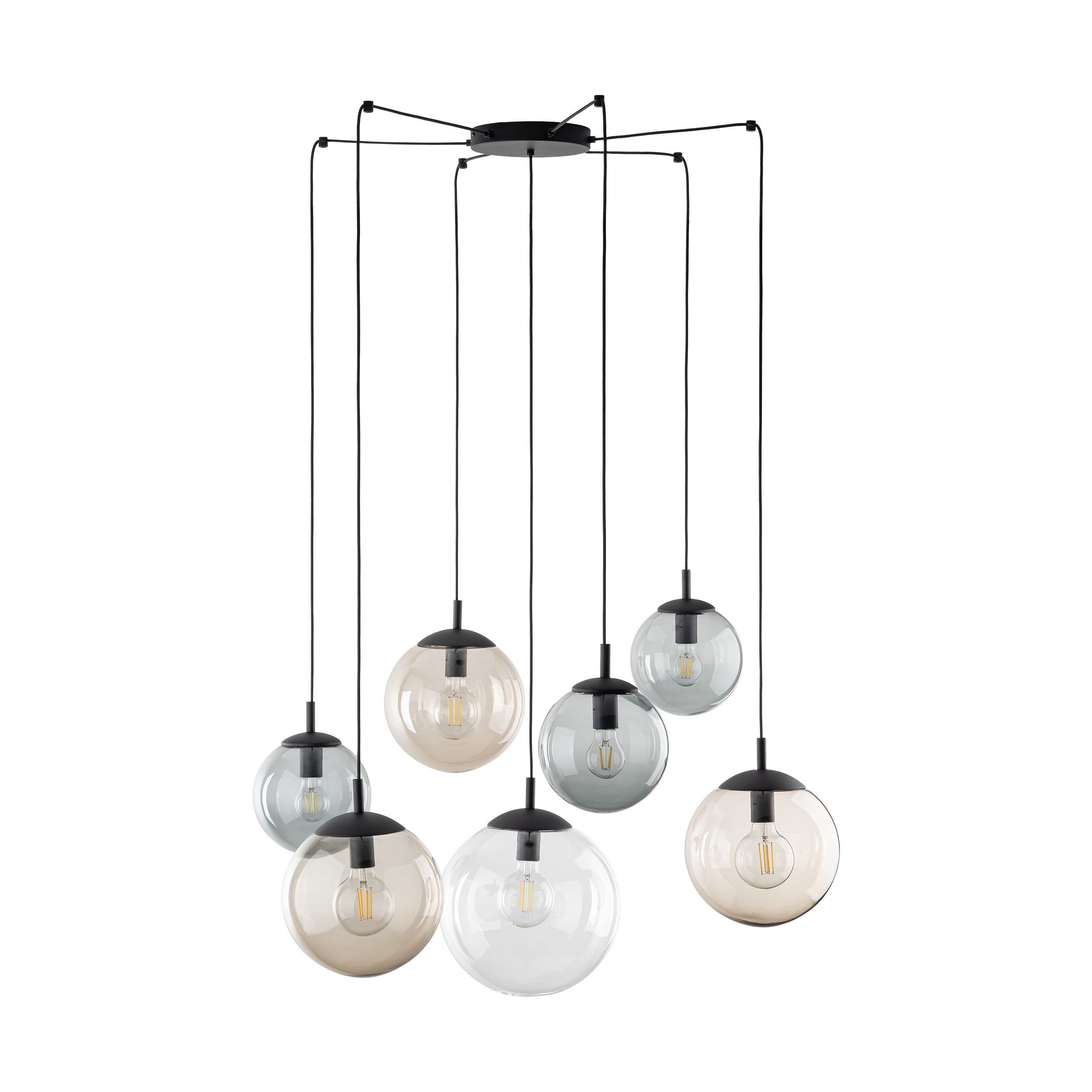 Lustre suspendu ESME 7 globes en verre design scandinave fond blanc