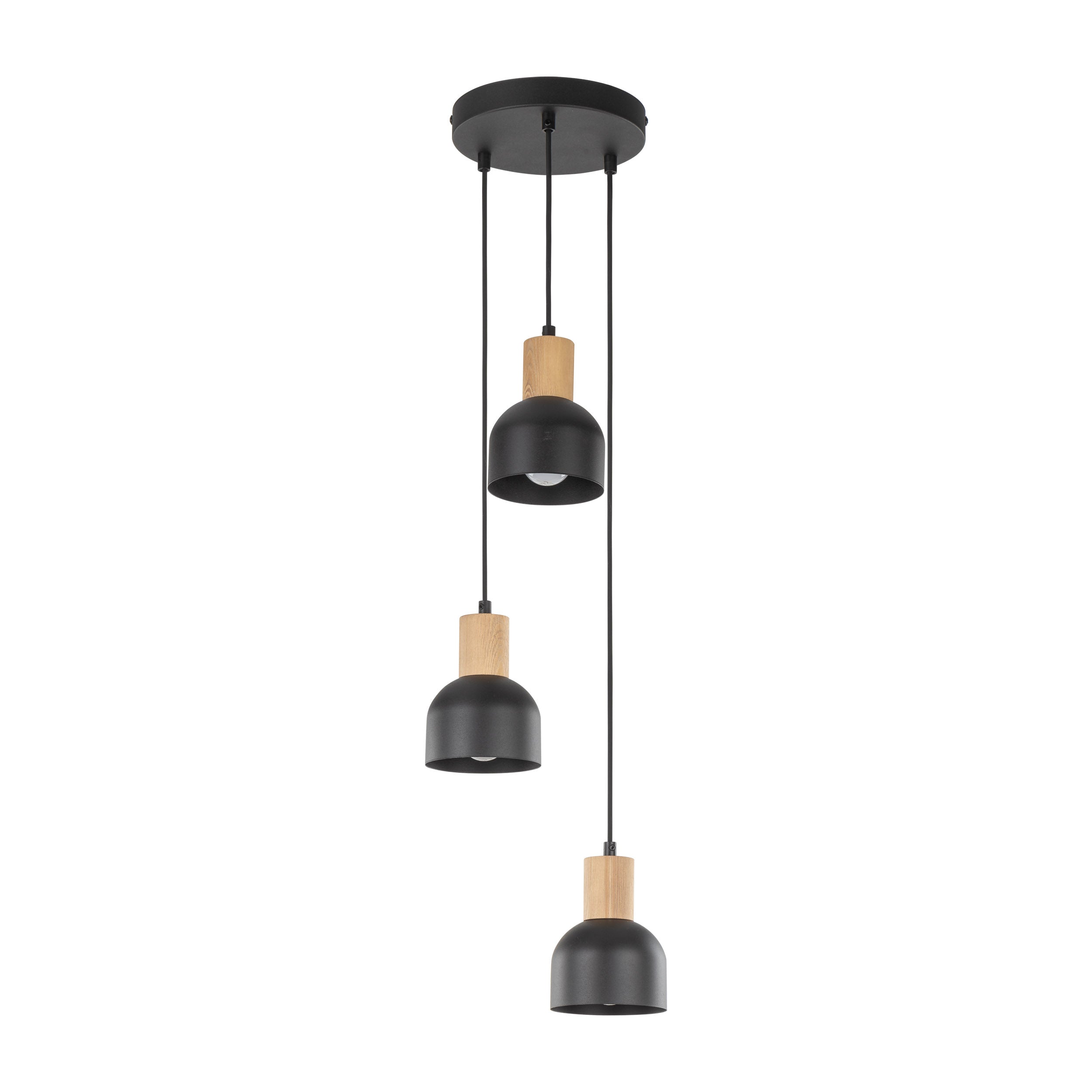 Suspension moderne du milieu du siècle CAIRO 3 | Bois naturel | Hauteur réglable | Éclairage TK