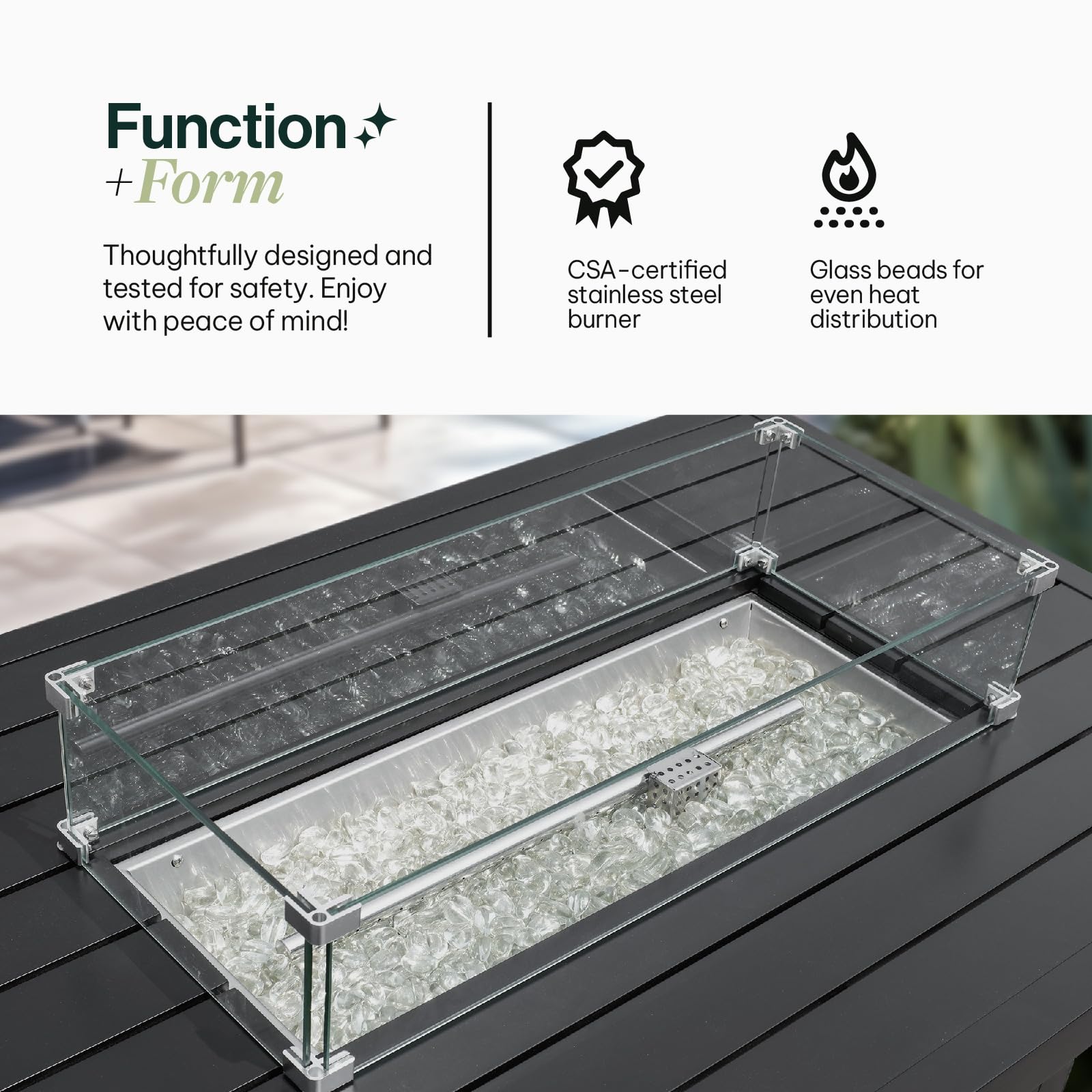 Table foyer extérieure au propane | 50 000 BTU | Aluminium | Couvercle inclus