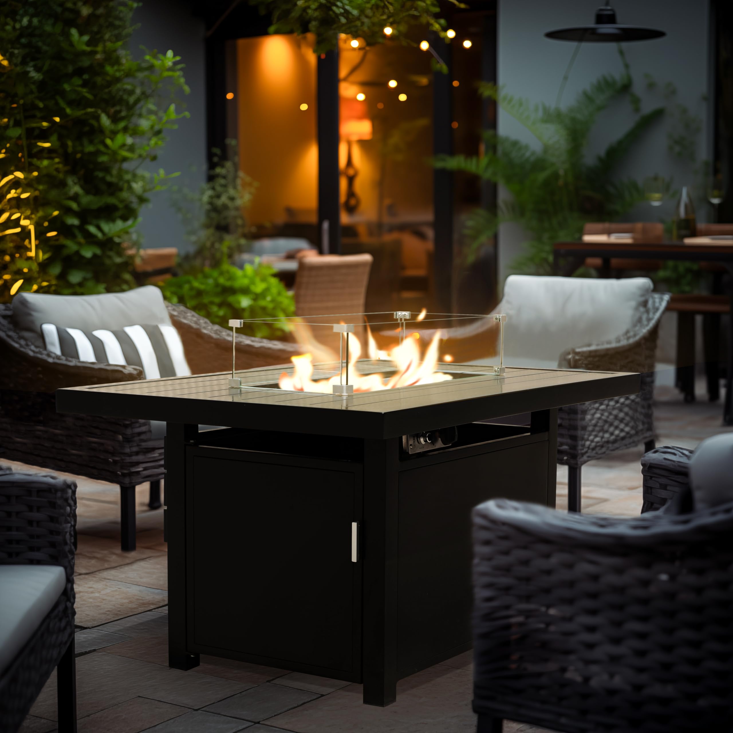 Table foyer extérieure au propane | 50 000 BTU | Aluminium | Couvercle inclus