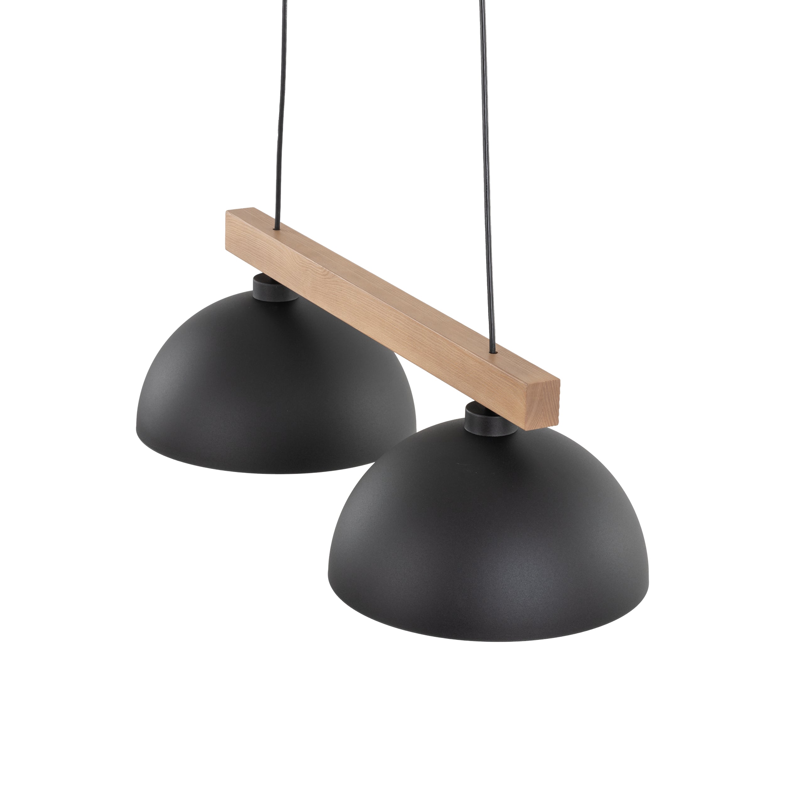 Lampe Suspendue OSLO Noir Scandinave 2 Lumières | Suspension Industrielle en Bois et Métal