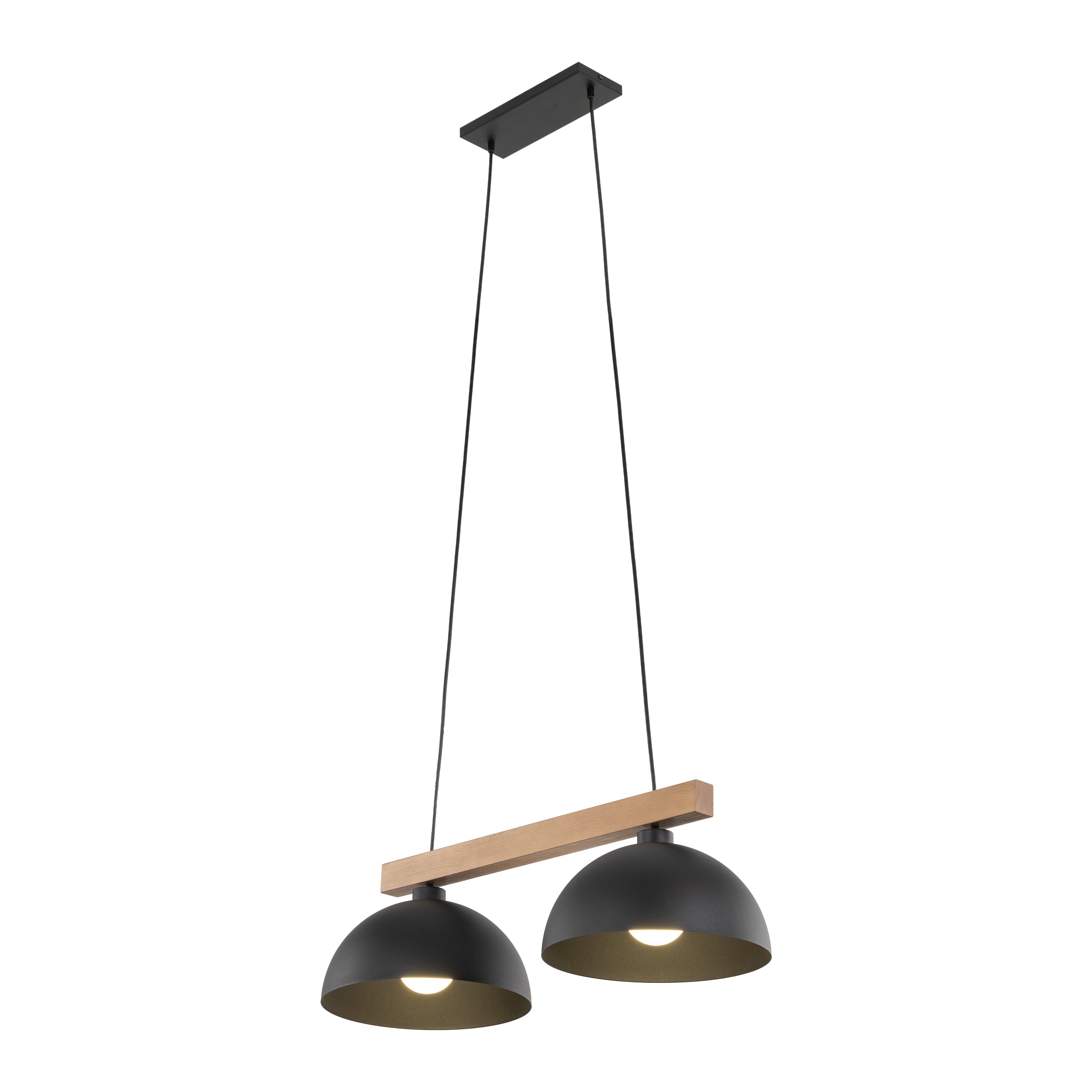 Lampe Suspendue OSLO Noir Scandinave 2 Lumières | Suspension Industrielle en Bois et Métal