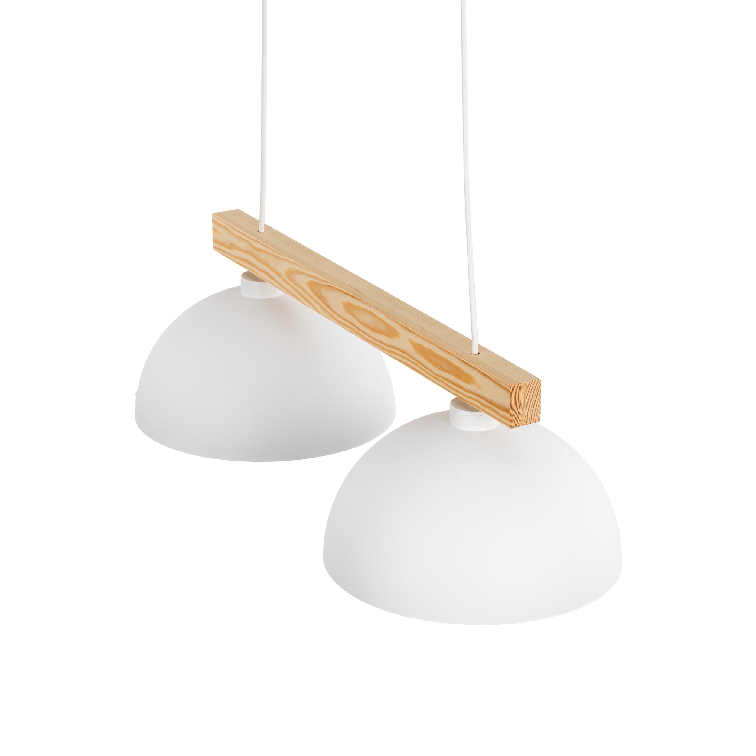 Lampe Suspendue OSLO Blanc Scandinave 2 Lumières | Suspension Industrielle en Bois et Métal