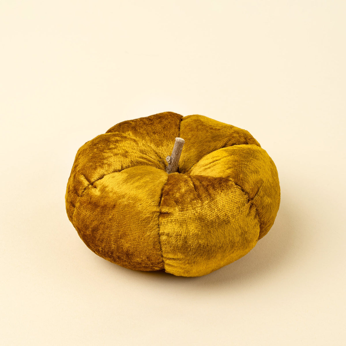 Citrouille décorative en velours écrasé avec tige naturelle