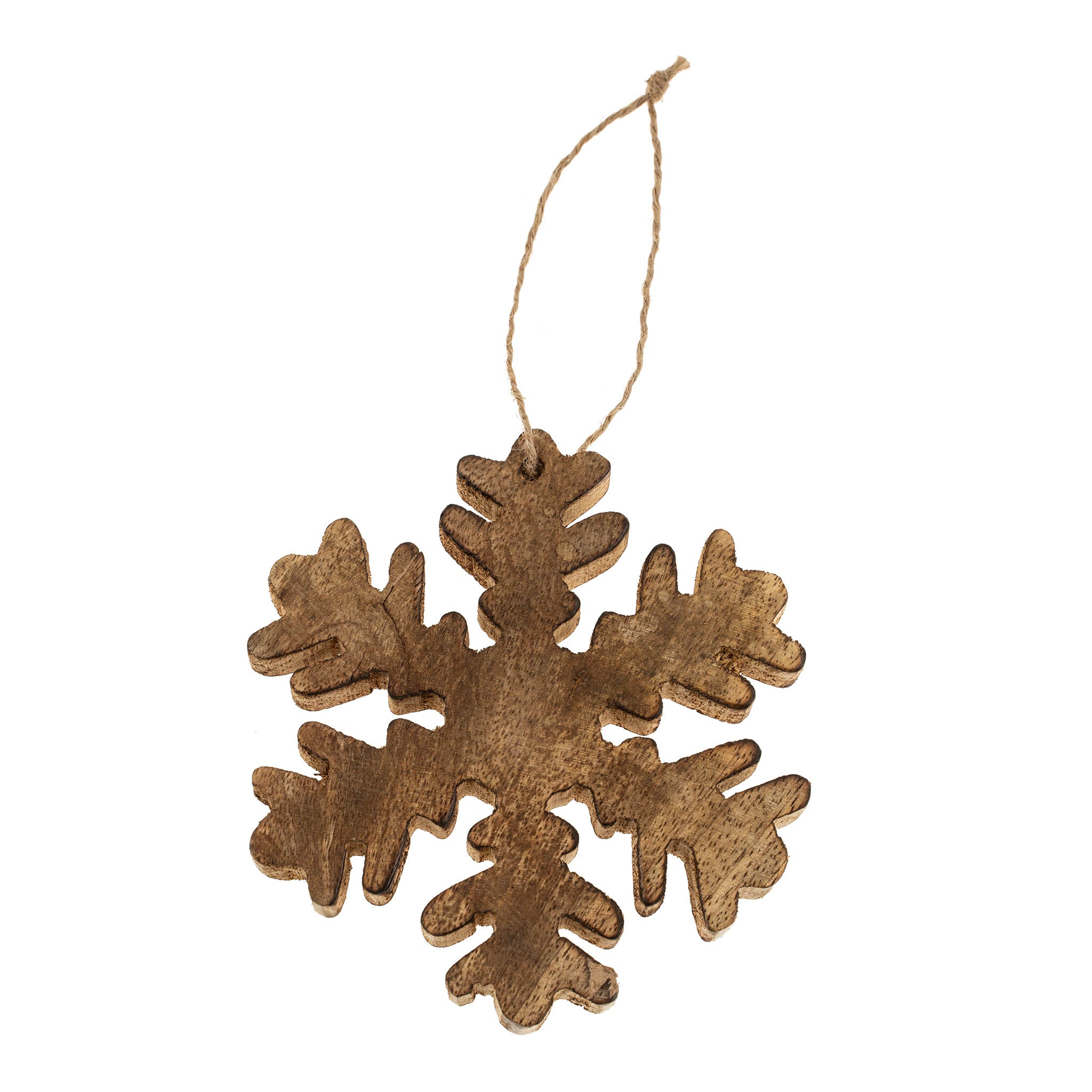 Ornement Flocon en Bois Durable | Petit Format | Façonné à la Main Naturel