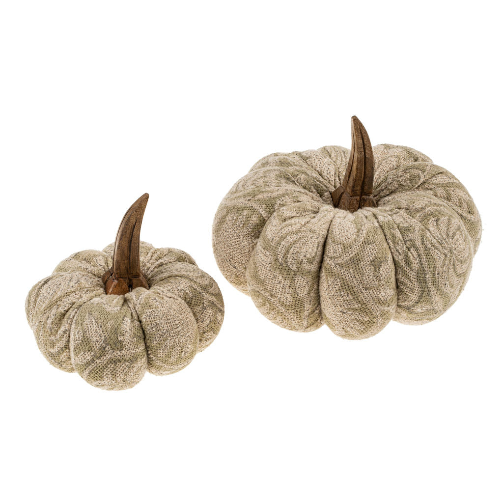 Grande et petite citrouille décorative verte faite à la main