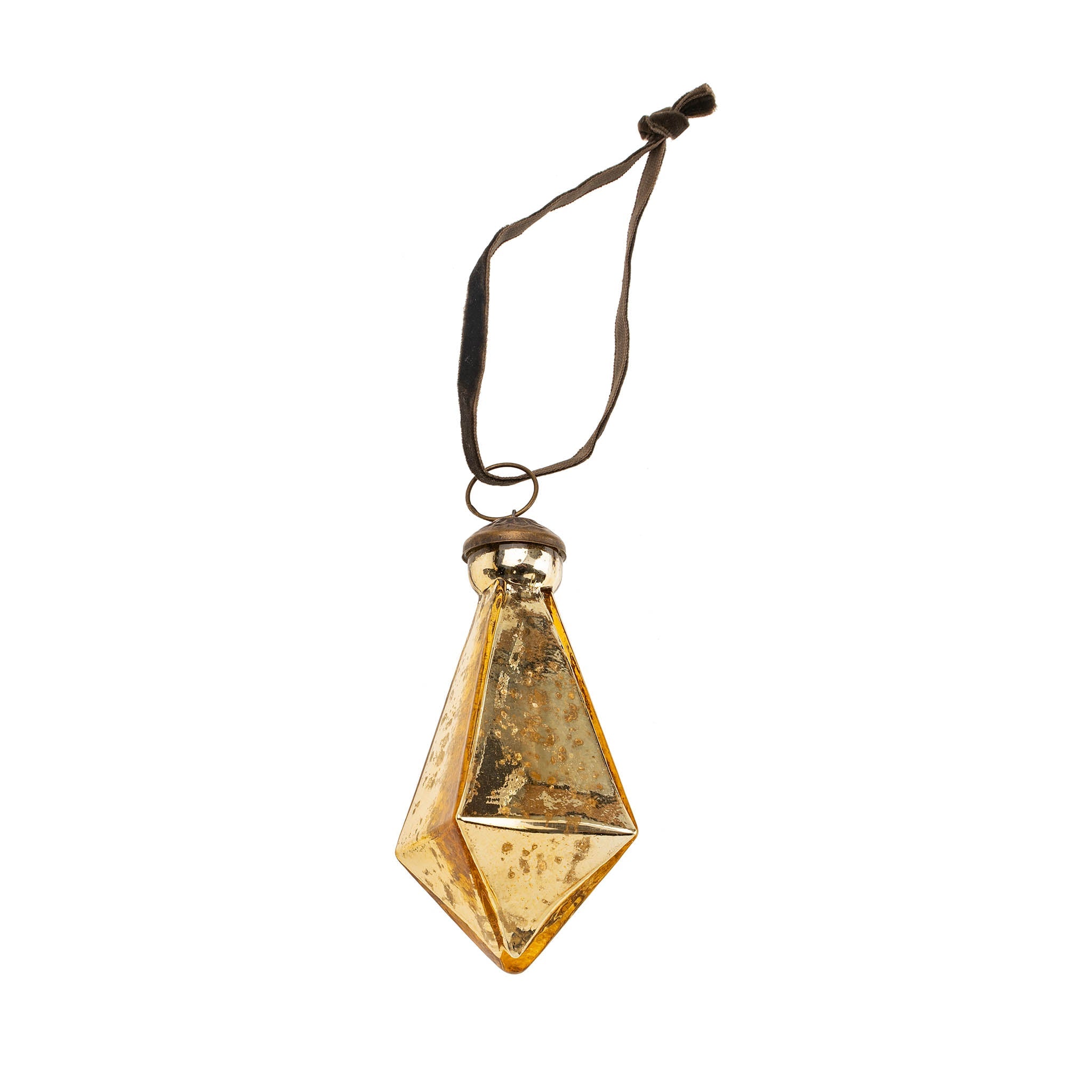 Ornement Goutte Diamant en Verre Recyclé | Grand Format | Éclat Doré Raffiné