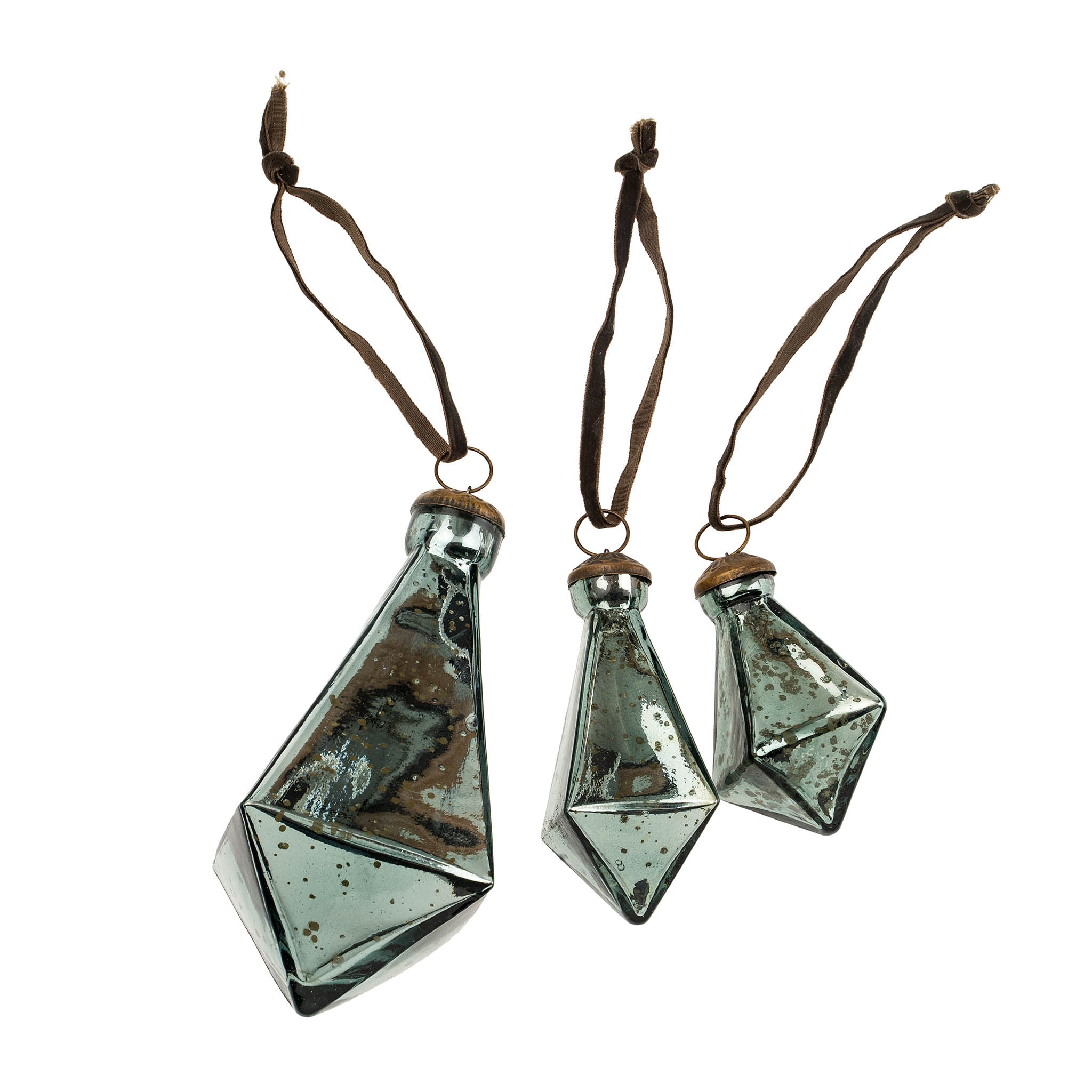 Ornement Goutte Diamantée Bleu Canard | Grand | Charme Festif écologique & raffiné