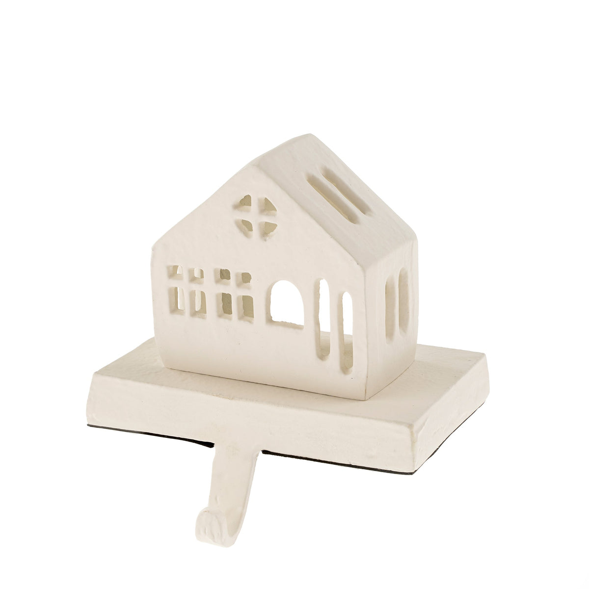 Support à bas de Noël Chalet | Blanc hivernal | Métal