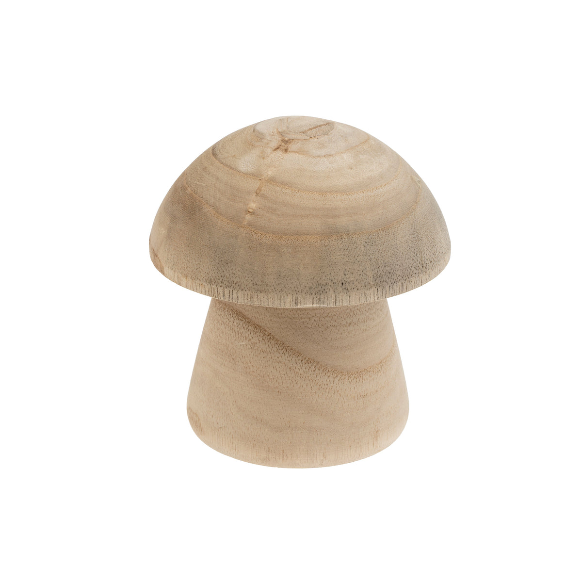 Champignon décoratif en bois de paulownia, idéal pour une décoration automnale.
