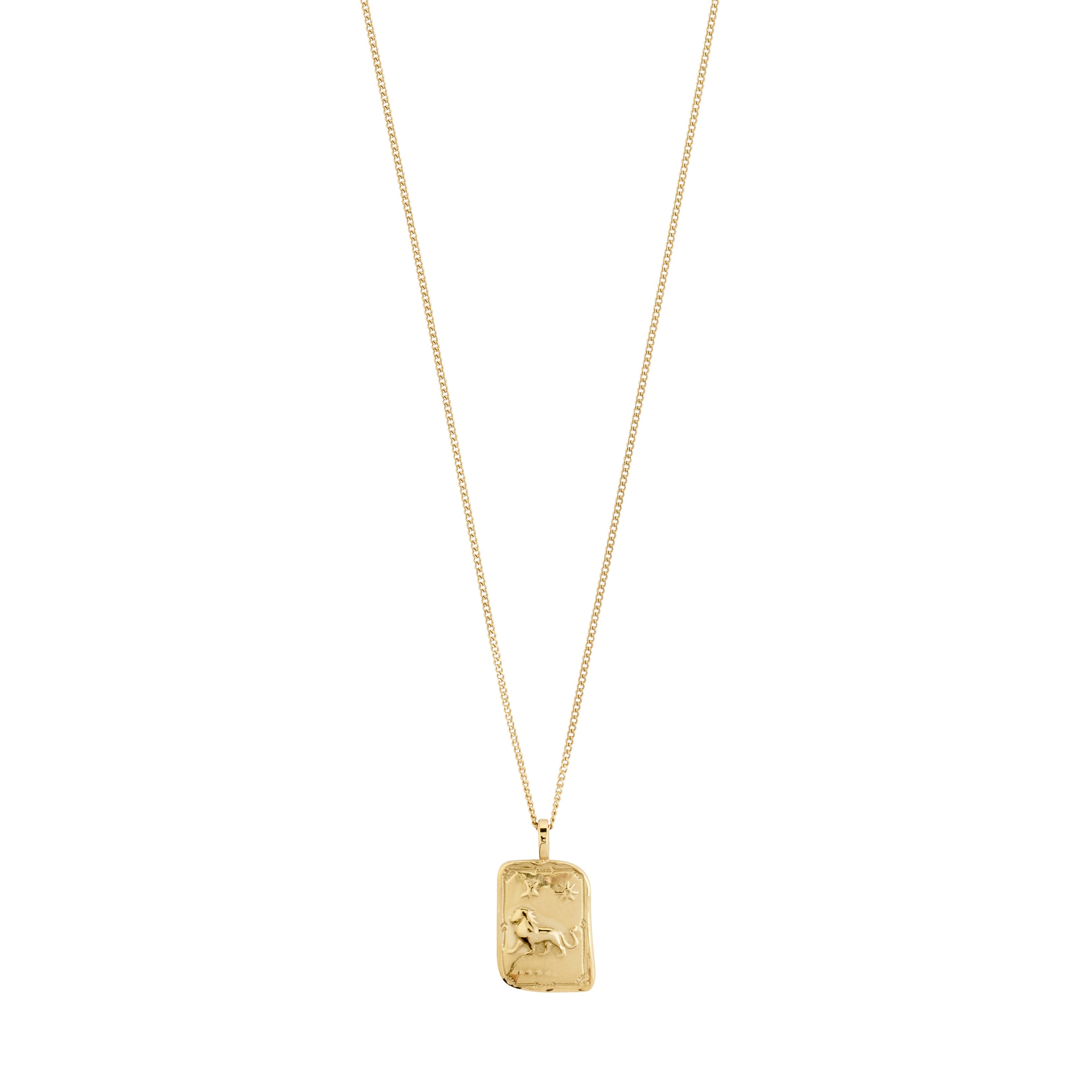 Collier signe du zodiaque Lion Pilgrim fait à la main avec pendentif réversible, cristaux Preciosa et finition plaquée or ou argent.