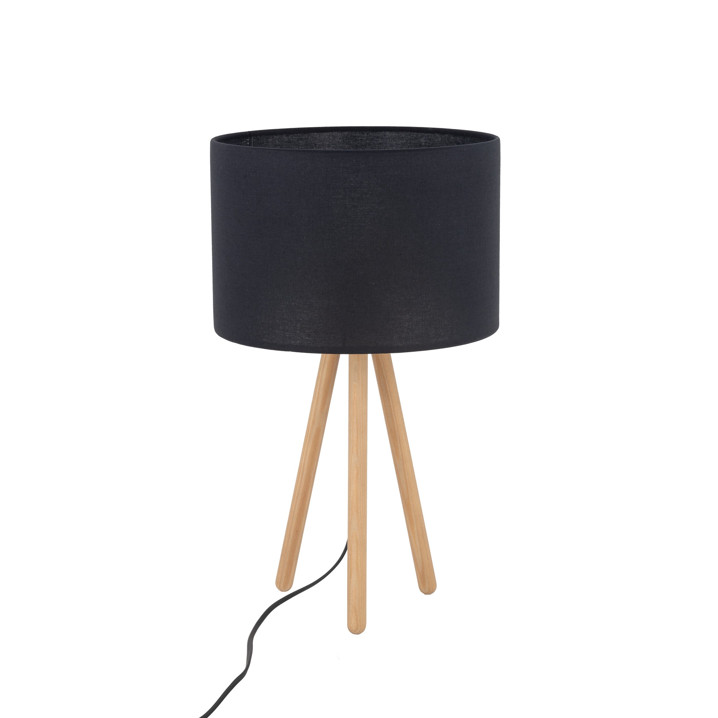 TOKYO wooden table lamp on tripod | Fabric lampshade | Scandinavian
