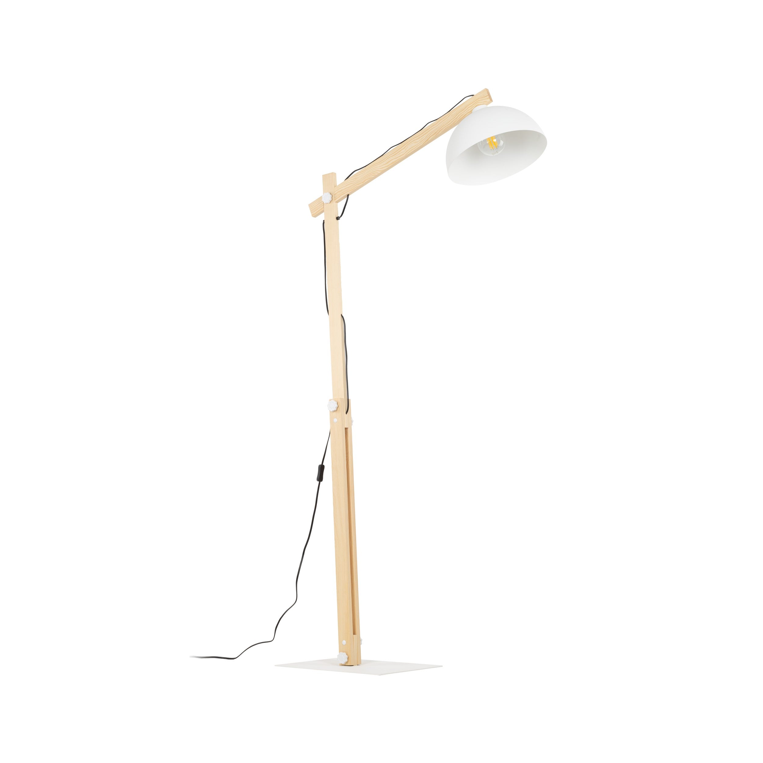 Lampadaire OSLO blanc | Bois massif | Style scandinave | Hauteur réglable