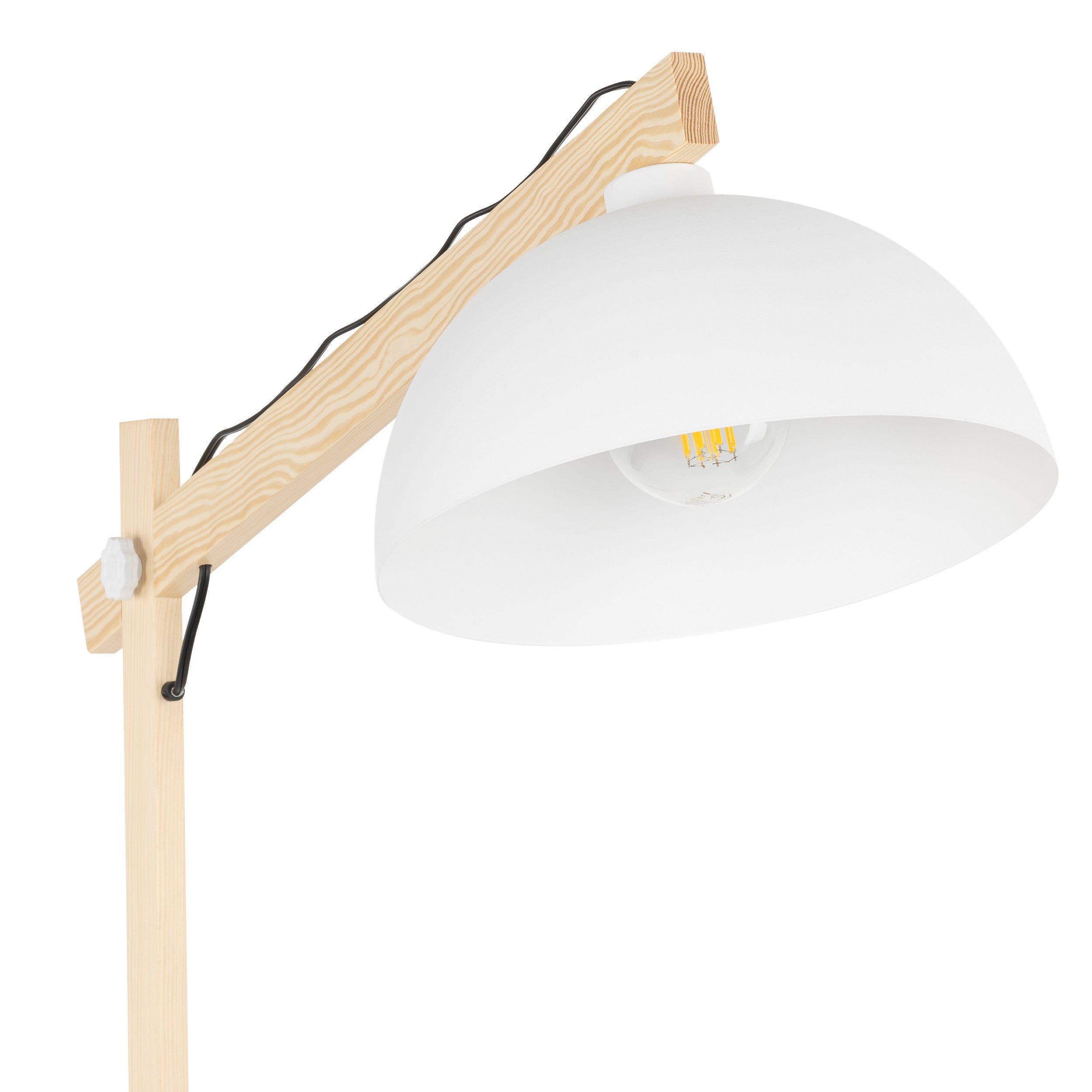 Lampadaire OSLO blanc | Bois massif | Style scandinave | Hauteur réglable