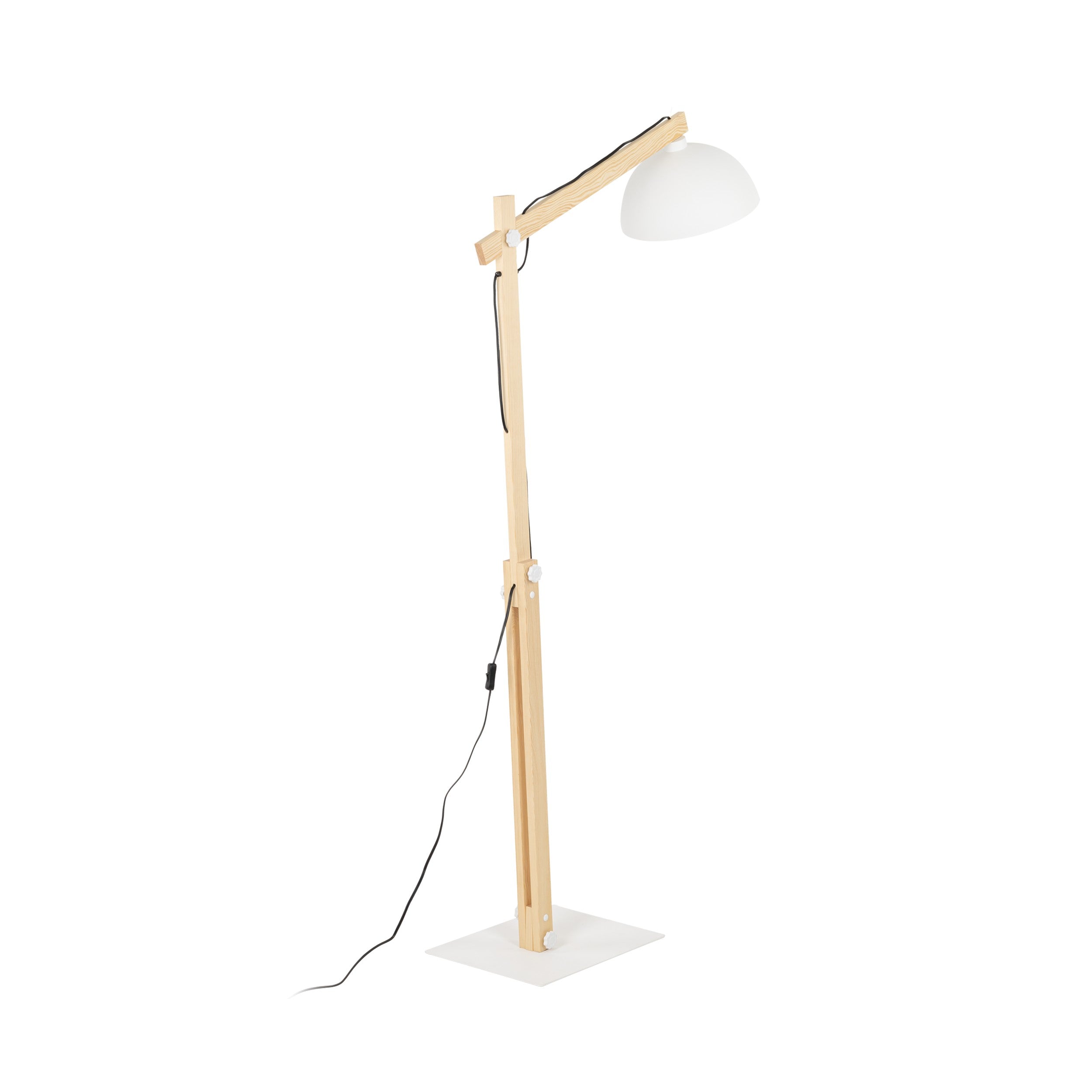 Lampadaire OSLO blanc | Bois massif | Style scandinave | Hauteur réglable
