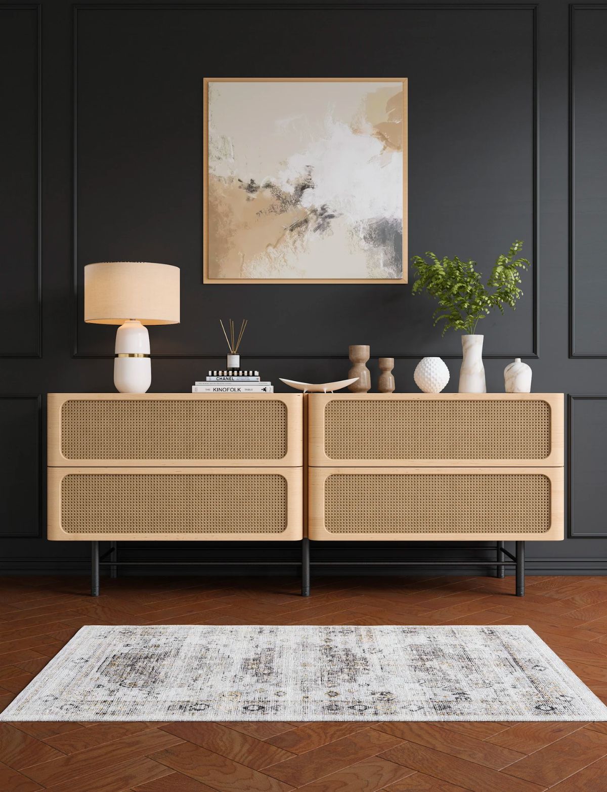 Tapis Kyra argent, gris et blanc | Motif d’inspiration persane