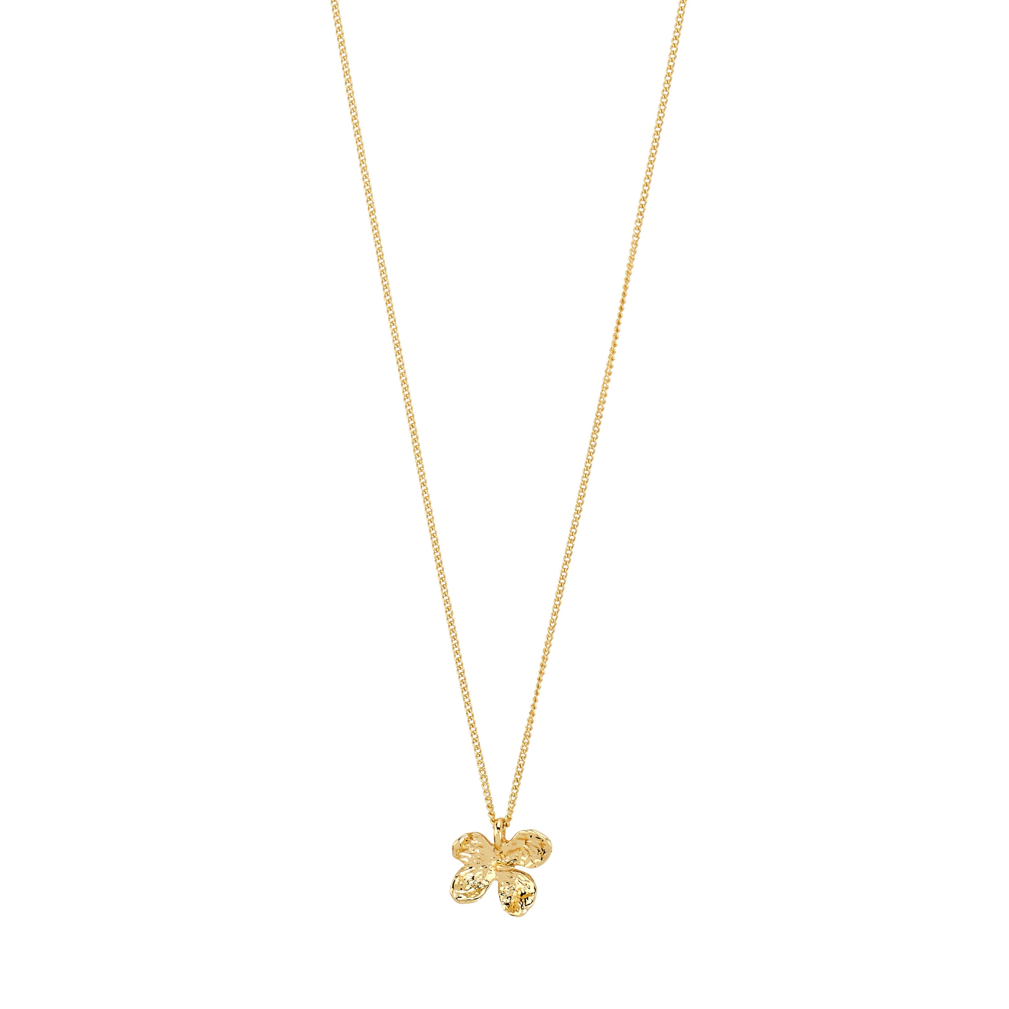 Collier AJANI Pilgrim fait à la main avec pendentif fleur, plaqué or ou argent et 99 % de matériaux recyclés.
