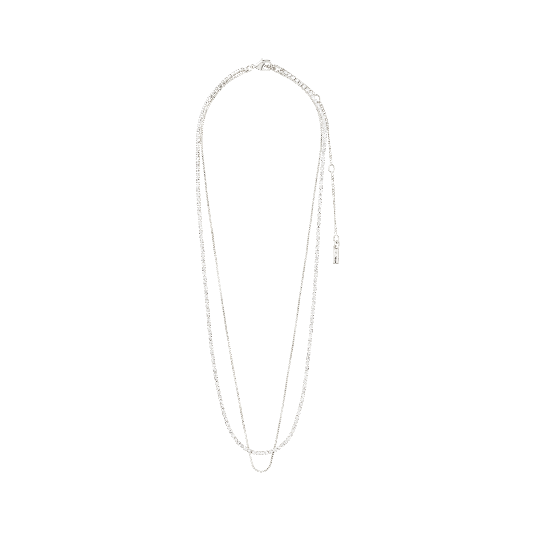 MILLE 2-in-1 Necklace | Layered chains with Preciosa crystals | Gold plated | Pilgrim
