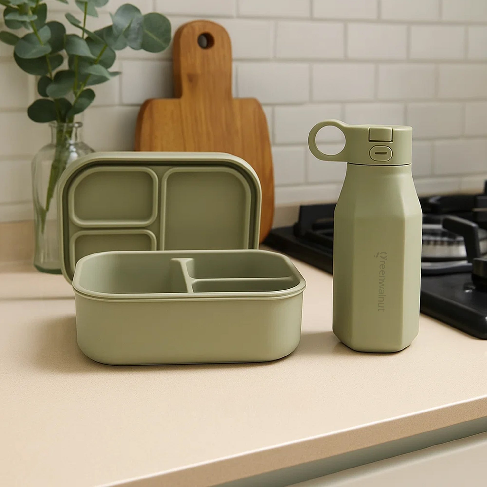 Boîte à lunch en silicone et bouteille en silicone | Ensemble alimentaire sécuritaire pour enfant