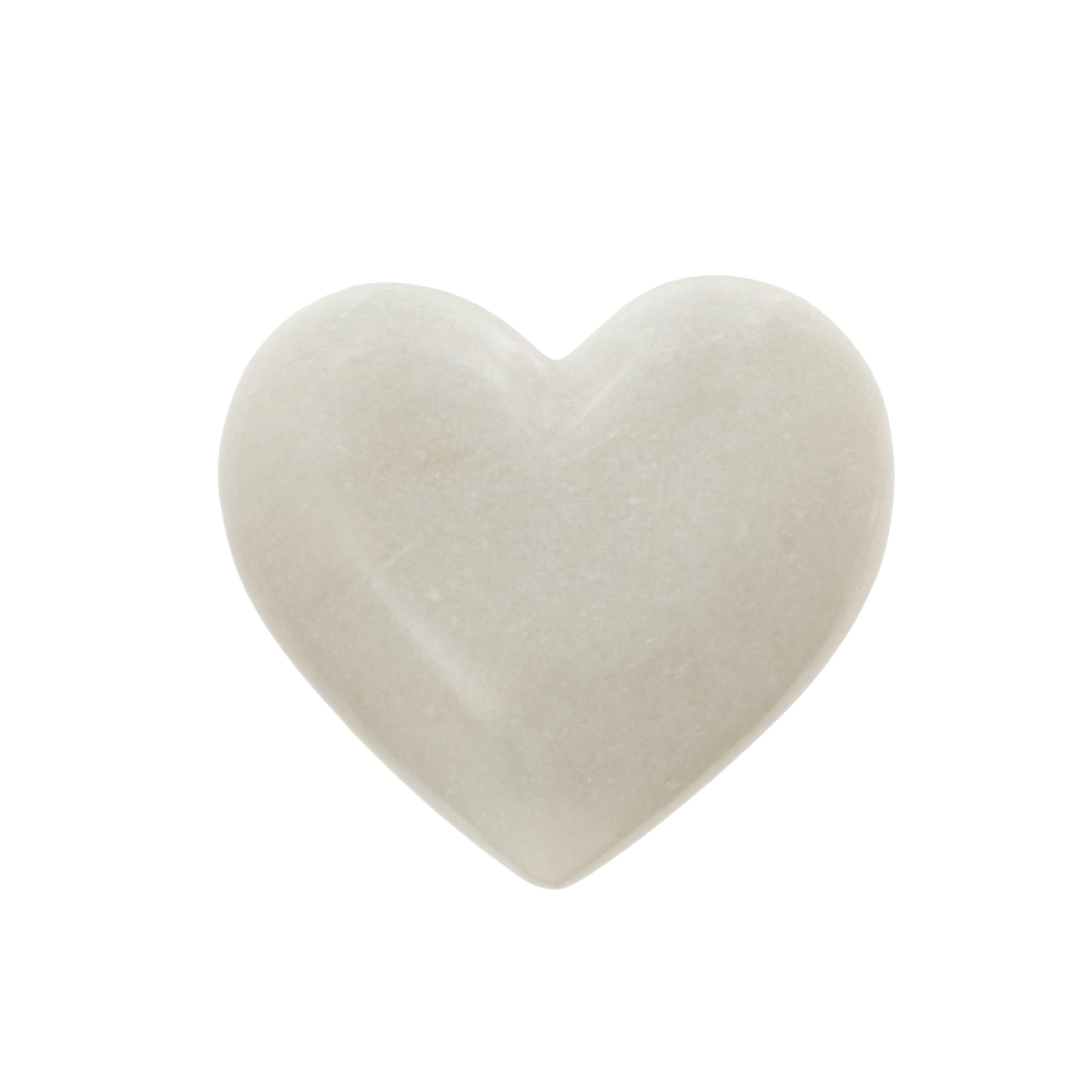 Cœur décoratif en marbre blanc sculpté à la main Indaba