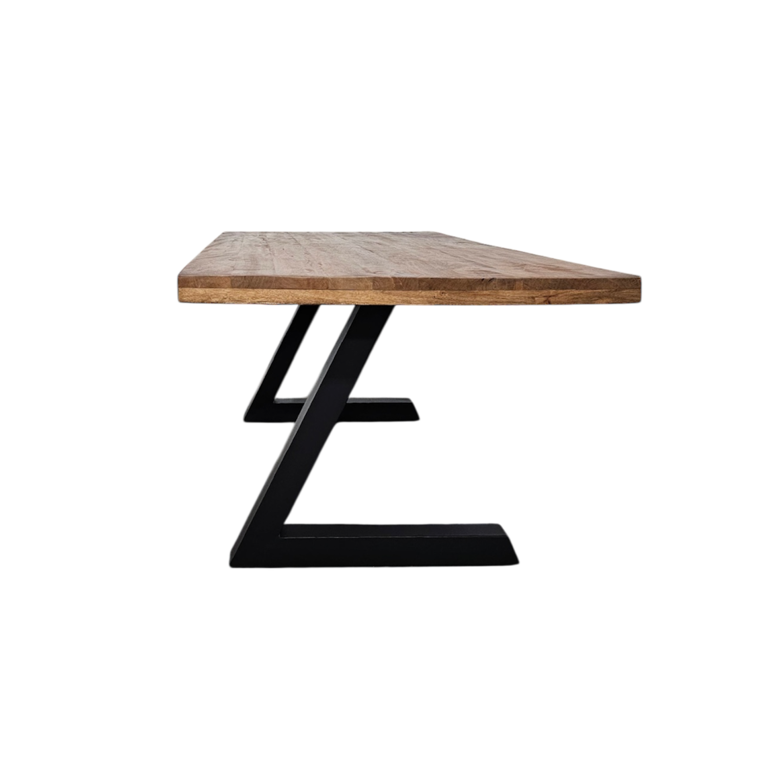 Table ou bureau en bois de manguier et patte en L acier noir