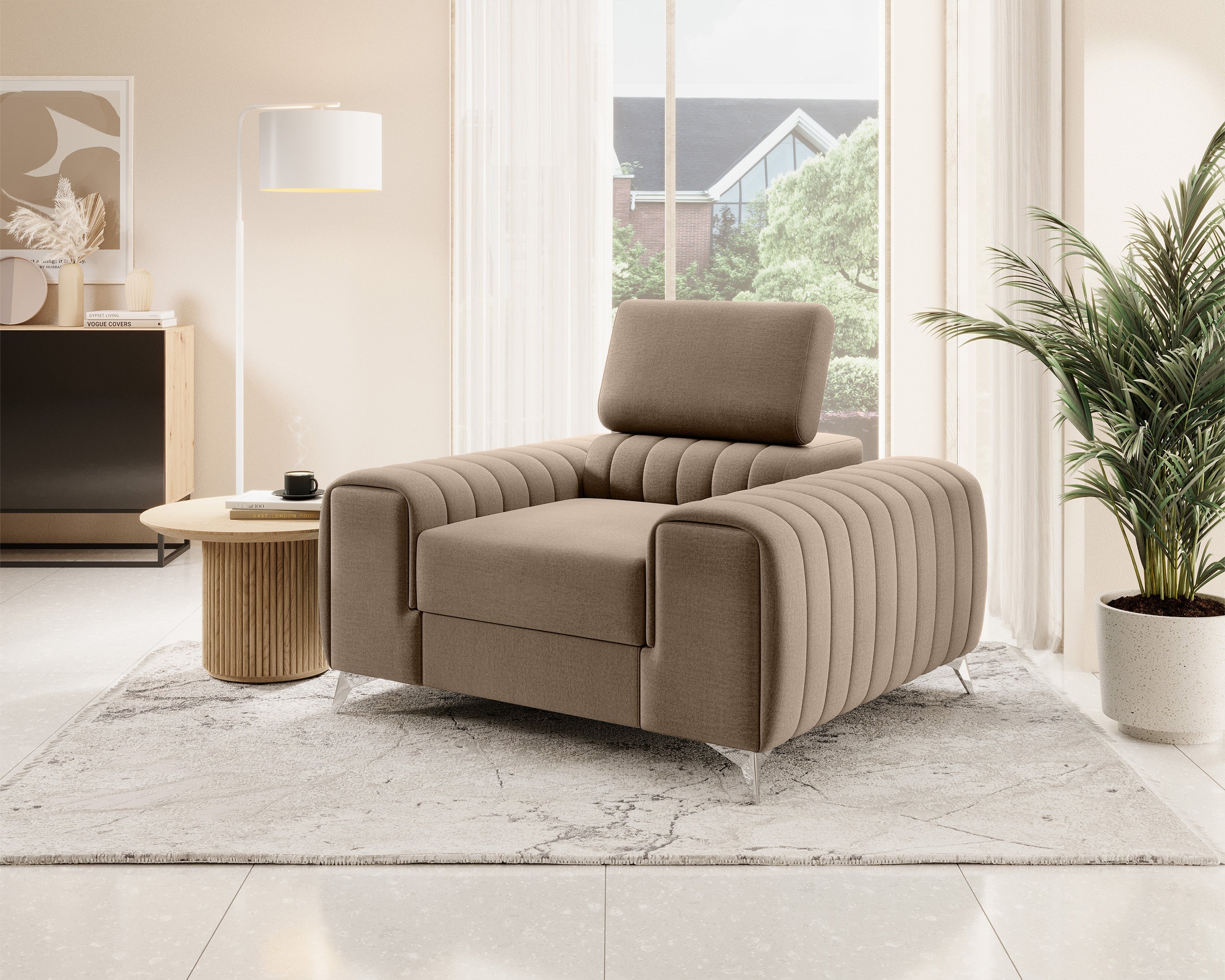 Fauteuil moderne Laurence | 125 × 105 × 97 cm | Beige