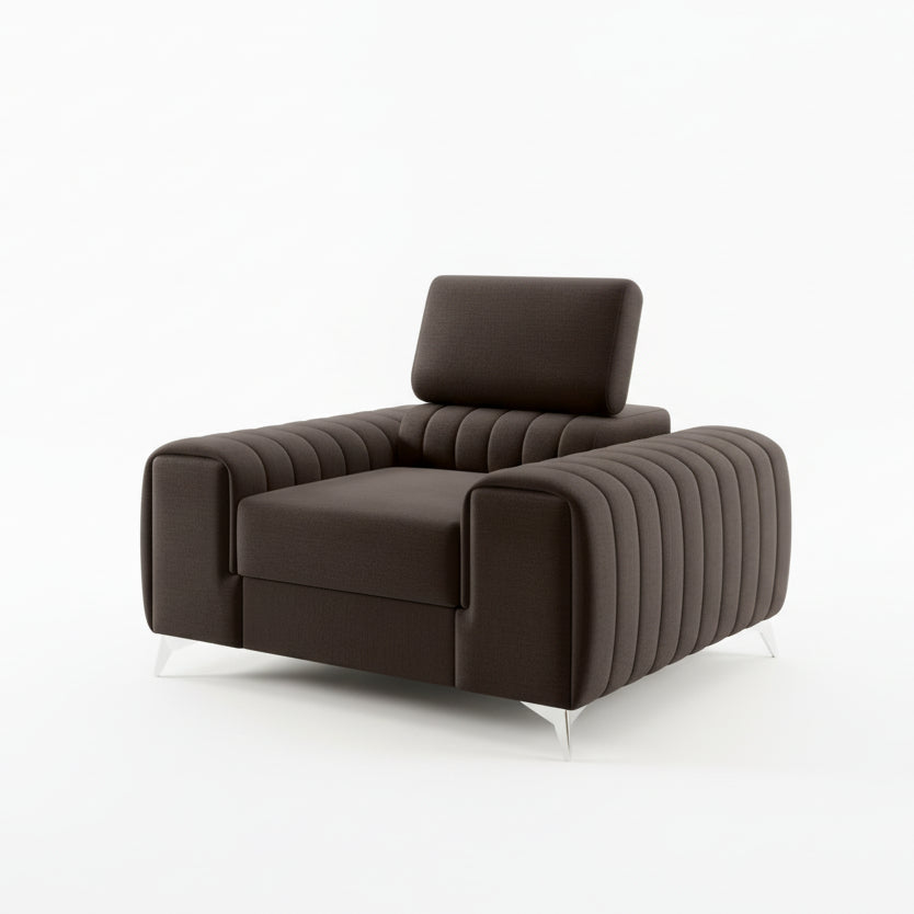 Fauteuil Laurence | Velours brun foncé | Acier chromé