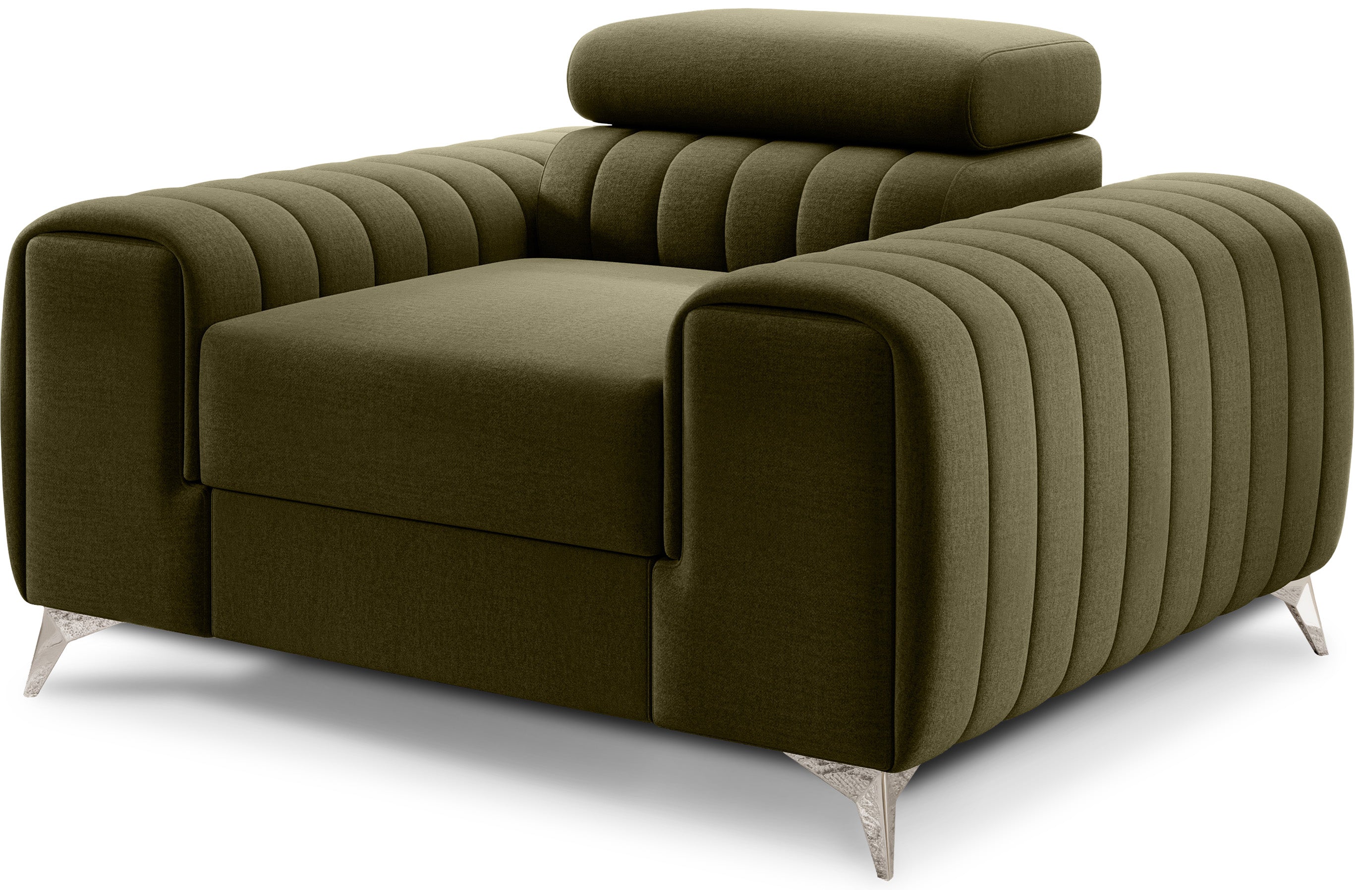 Fauteuil moderne Laurence | 125 × 105 × 97 cm | Vert olive