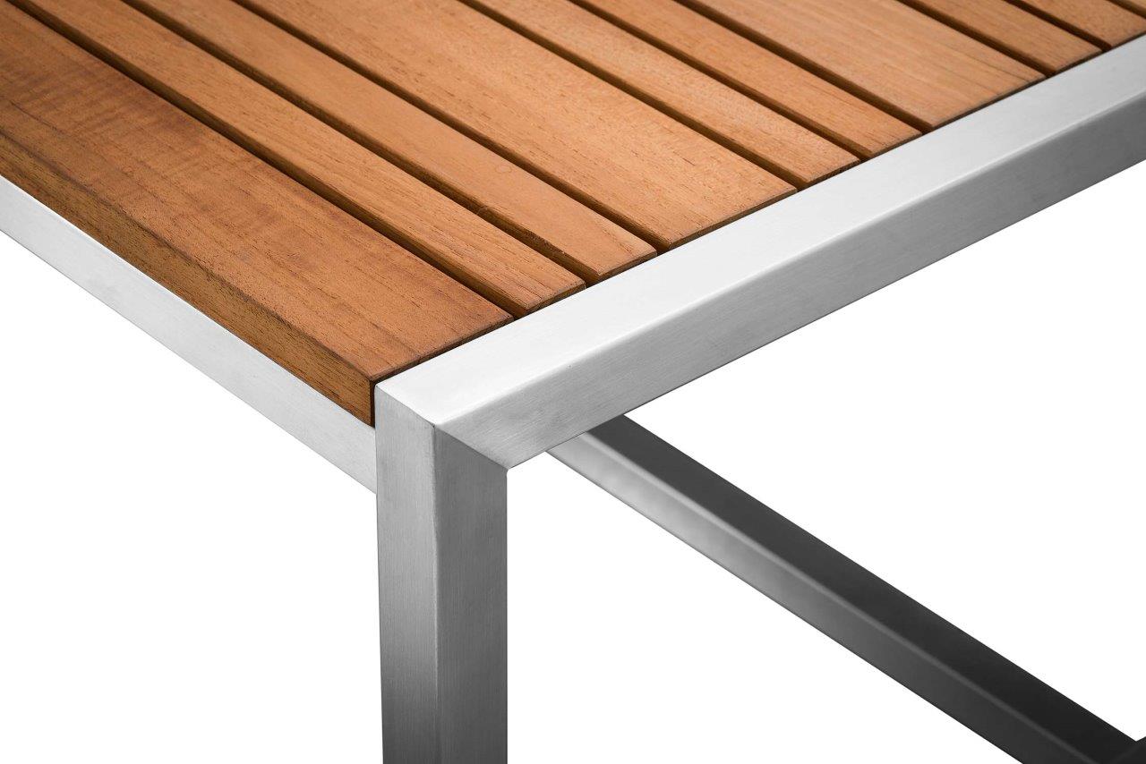 Outdoor Bistro Set 2 Pine Chairs | Stainless Steel & Teak | Sling Seat