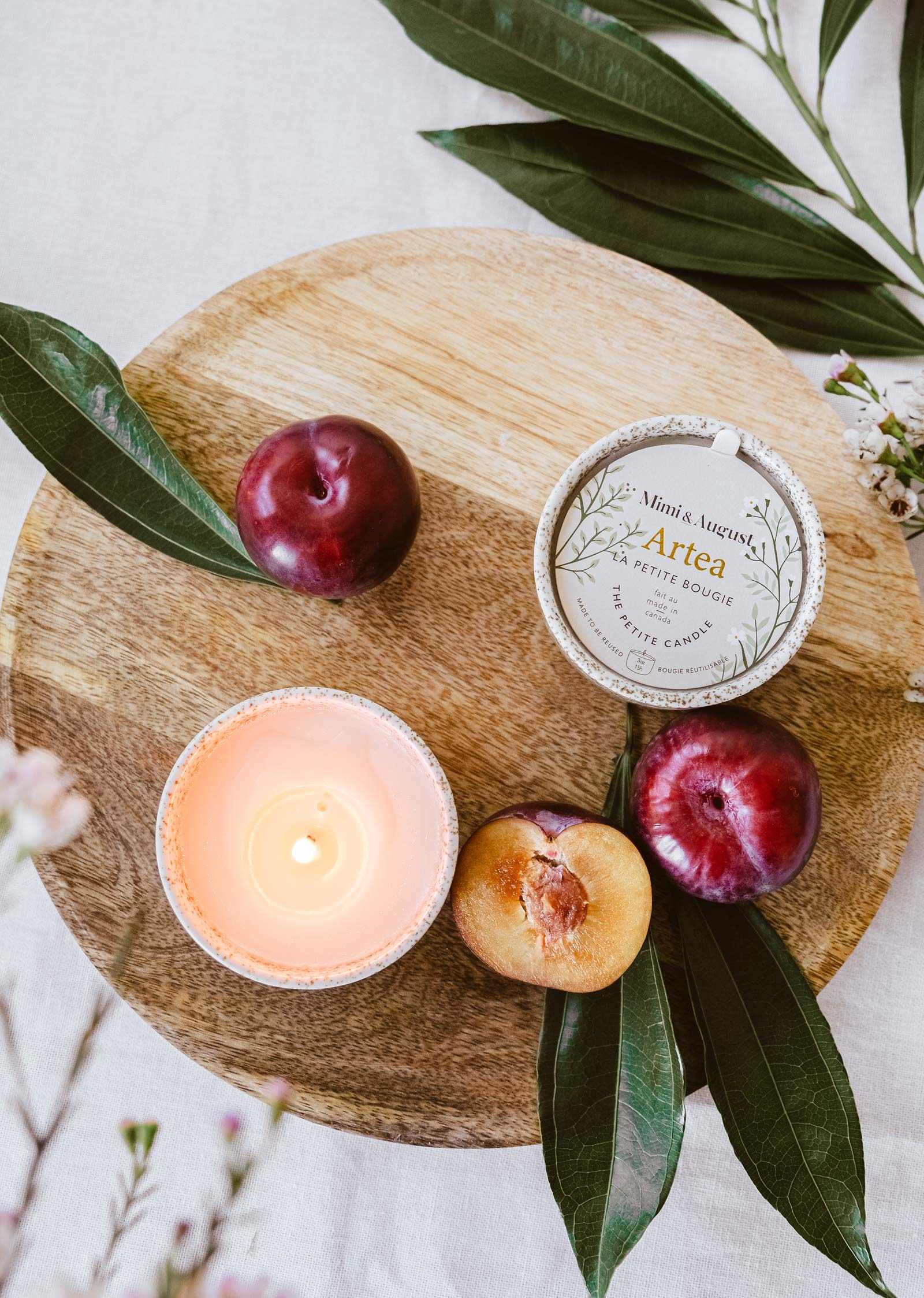 Artea Reusable Soy Candle | Floral Plum Scent | 3 sizes | Mimi & August