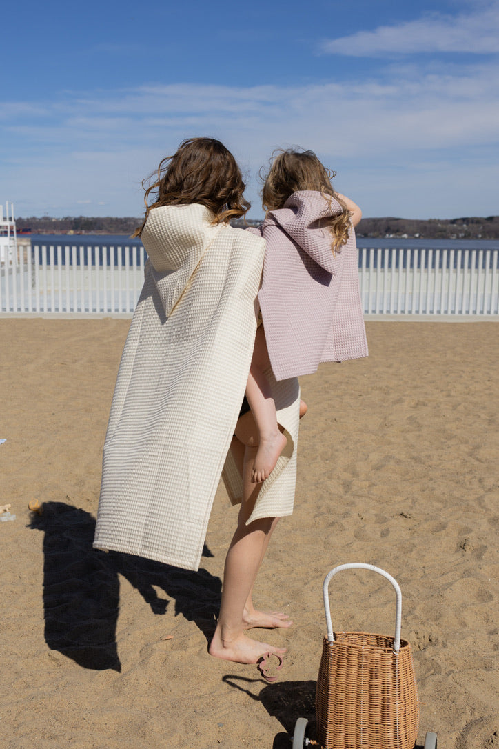 Poncho gaufré enfant sortie de bain et plage | 100 % coton | Maminimerveille