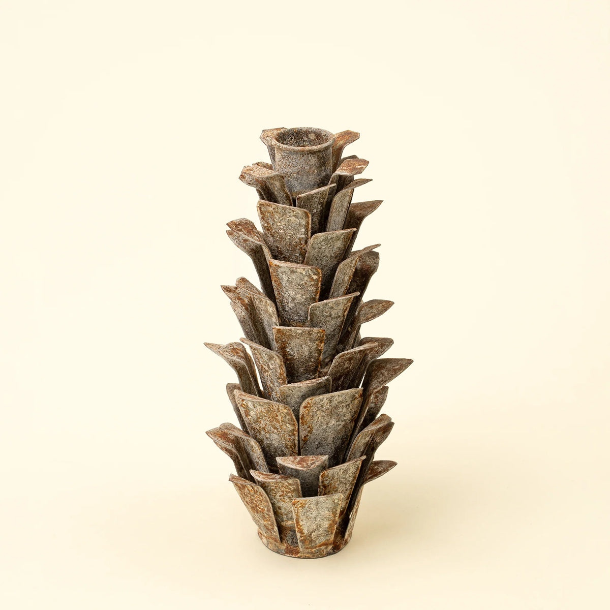 Bougeoir rustique en forme de pomme de pin | Grand format | Fer