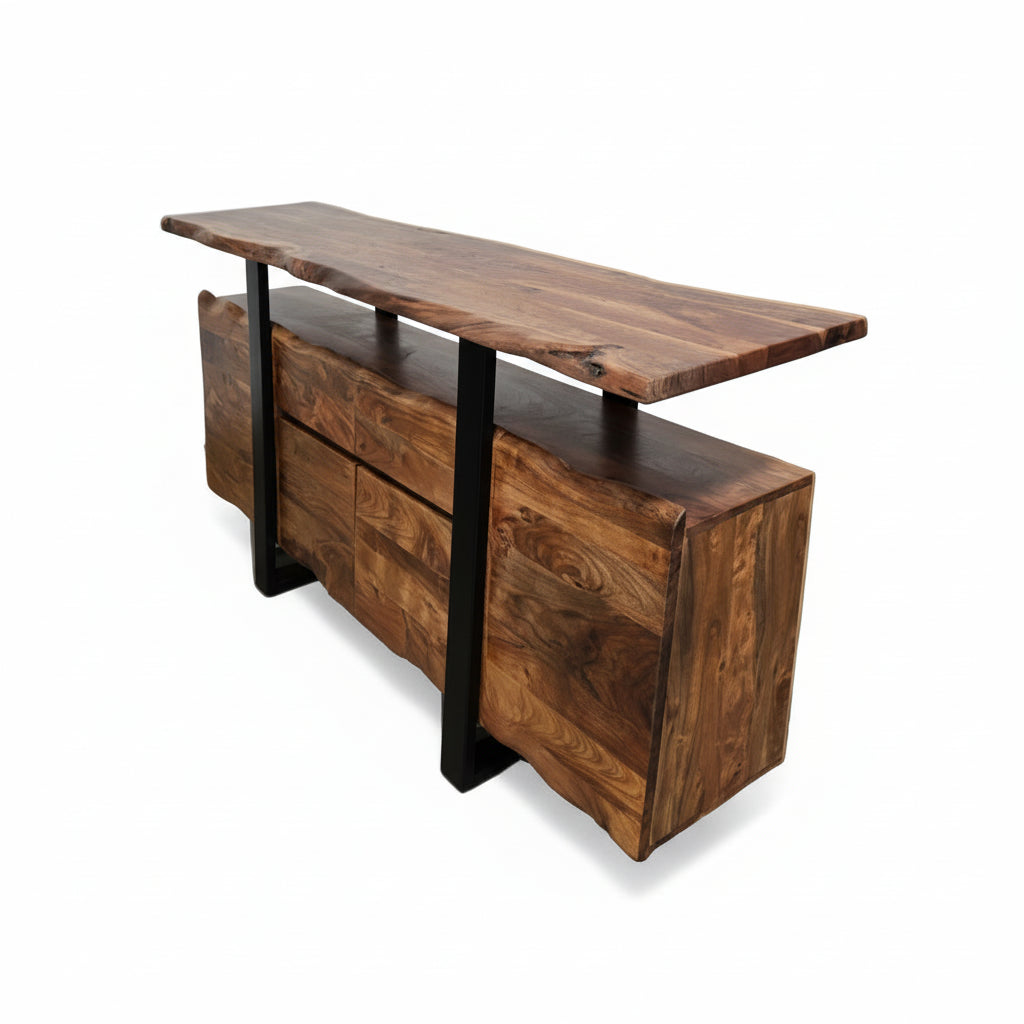 Buffet live edge | Bois d'acacia & acier