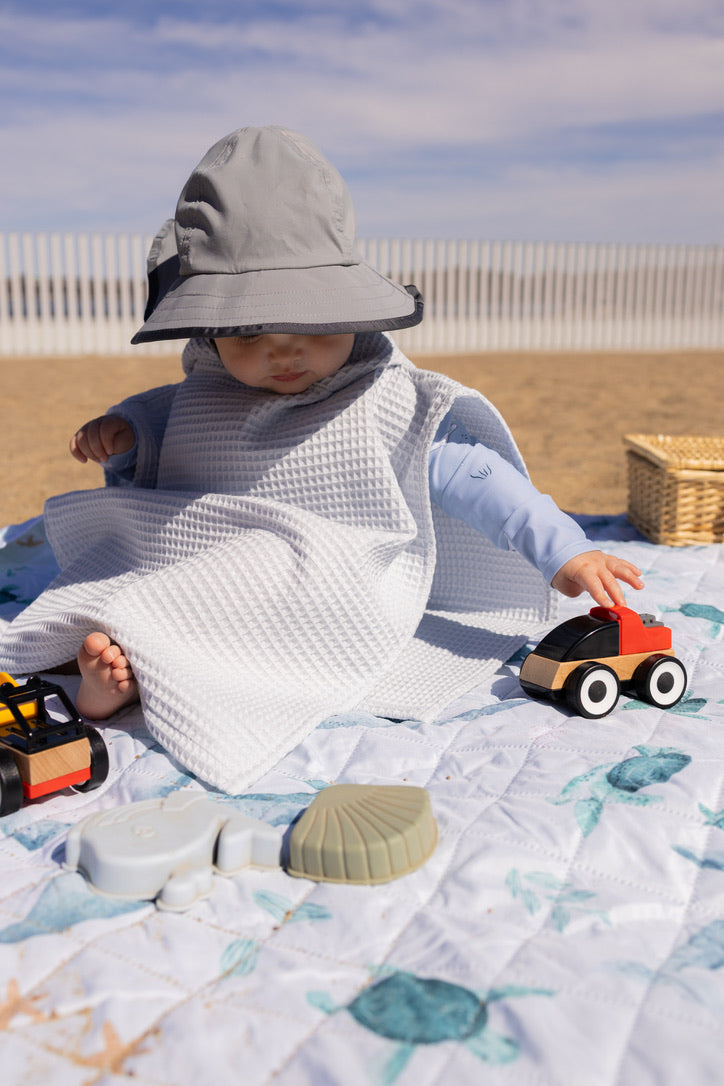 Poncho gaufré enfant sortie de bain et plage | 100 % coton | Maminimerveille