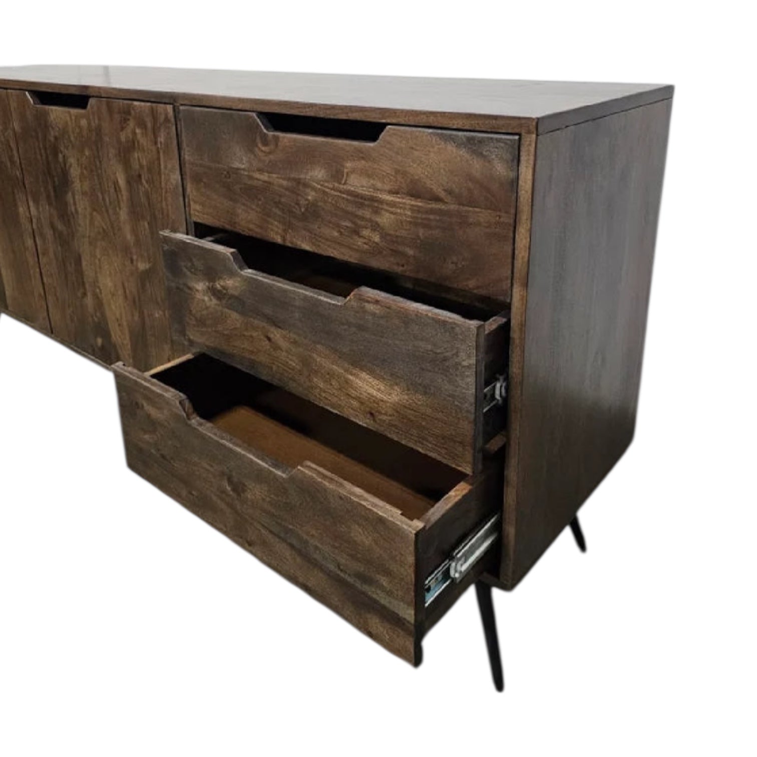 Buffet Scandinave en Bois d’Acacia Brun Foncé | 3 Tiroirs