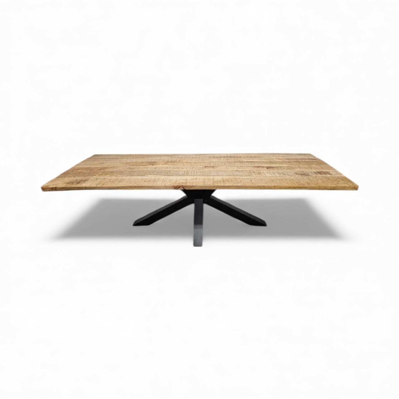 Table à Dîner Extensible avec Pattes Spider Noir Mat | Plateau en Bois de Manguier