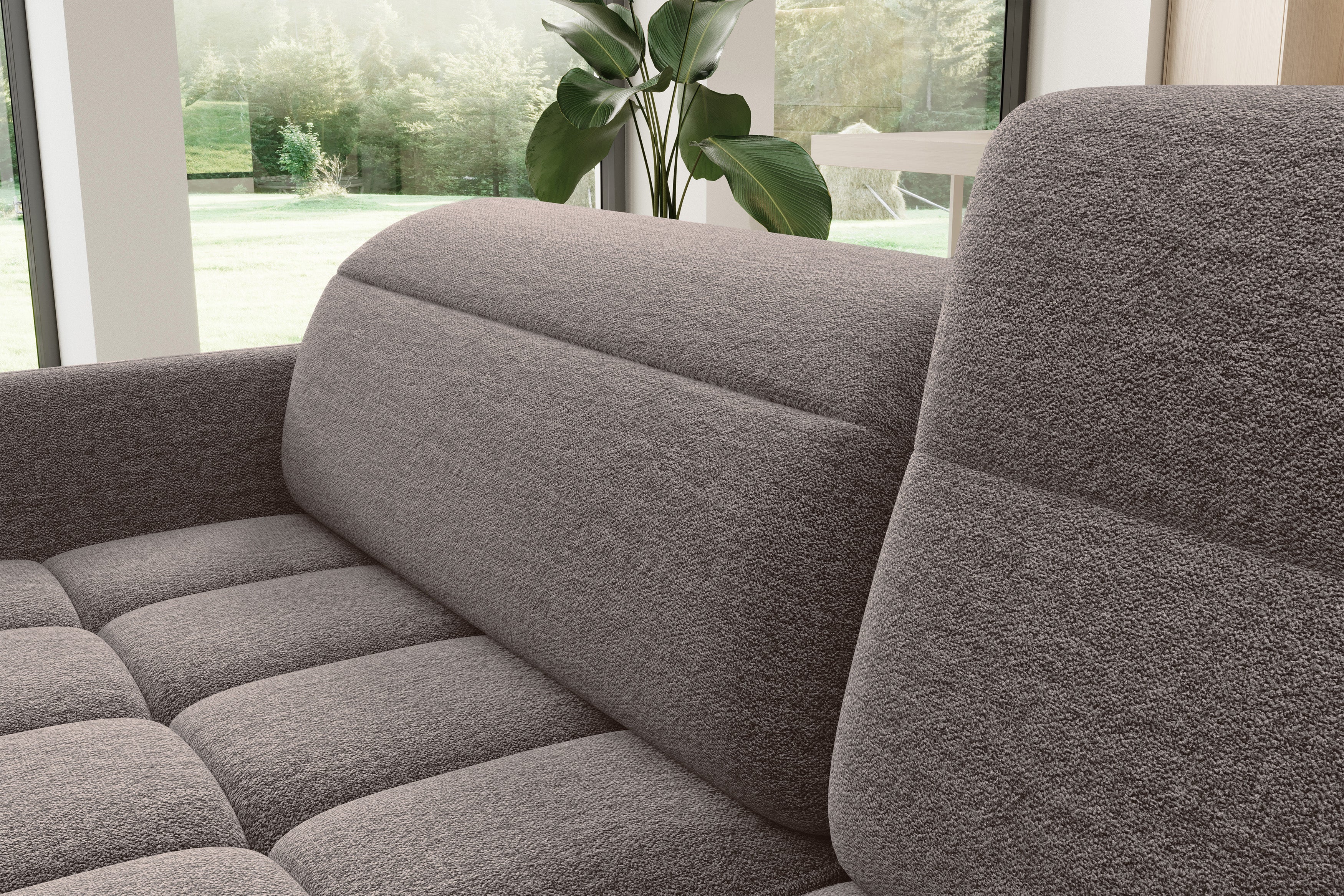 Sectionnel Barea 3 places | Rangement & lit escamotable | Brun Fudge