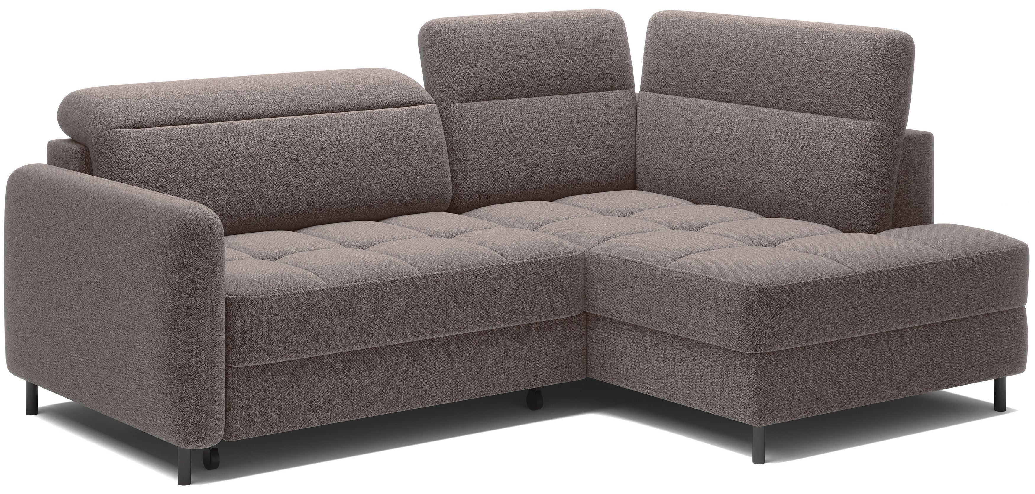 Sectionnel Barea 3 places | Rangement & lit escamotable | Brun Fudge