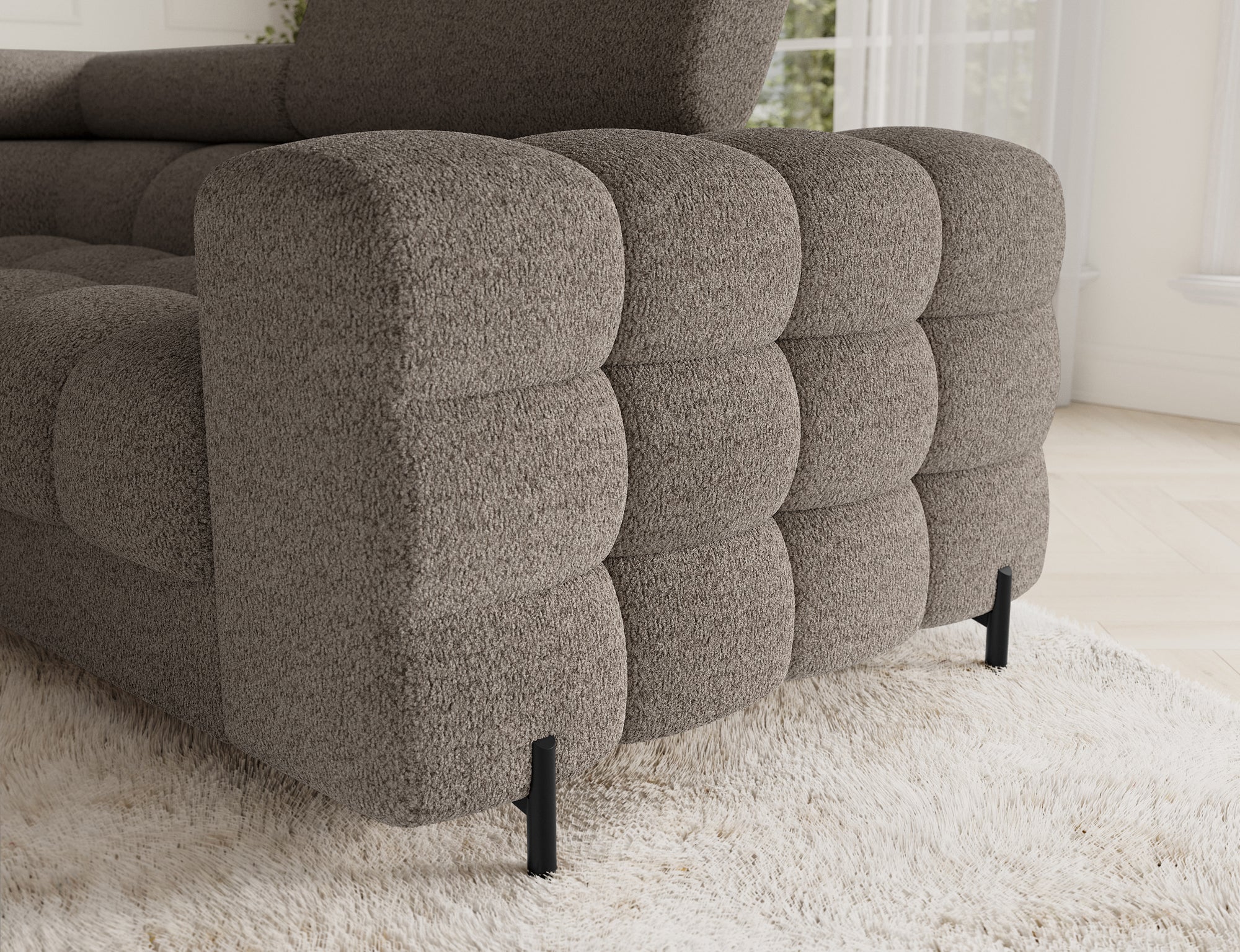 Sectionnel Fectory avec rangement et lit escamotable | Taupe