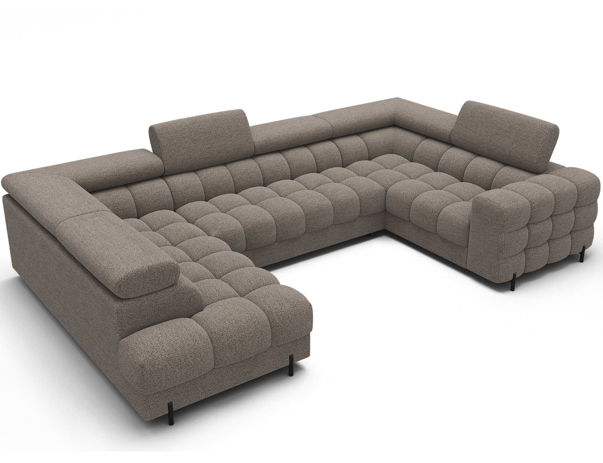 Sectionnel Fectory avec rangement et lit escamotable | Taupe
