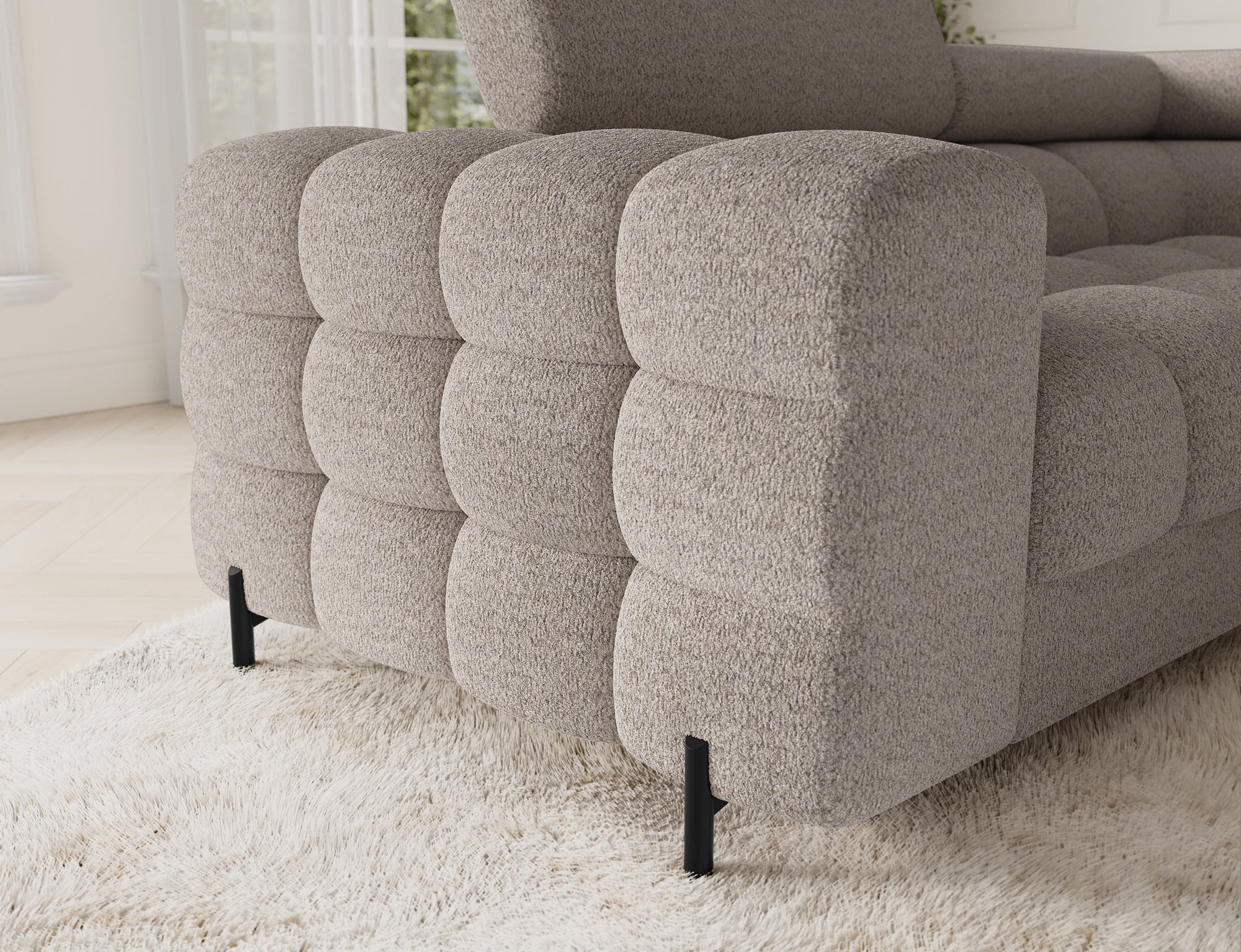 Sectionnel Fectory | Rangement & lit escamotable | Beige