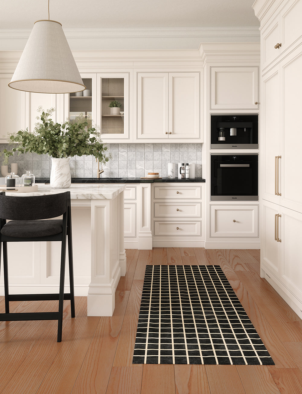 Tapis Caper Noir & Naturel à Carreaux | Design Moderne