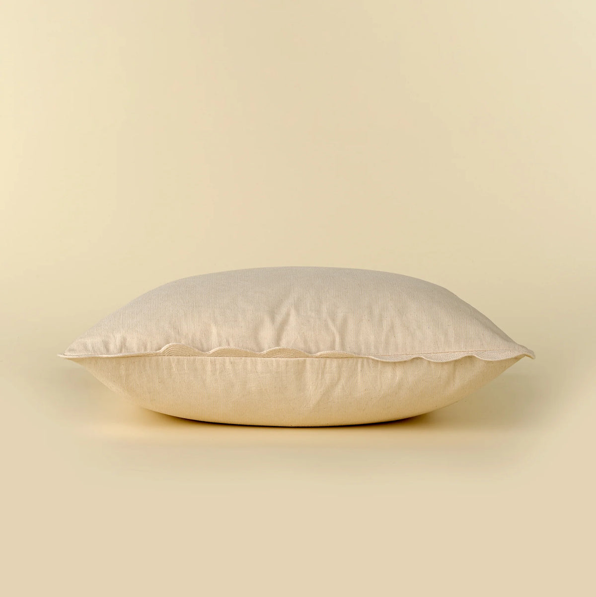 Corduroy decorative pillow | Scalloped edge | Ivory | 20 × 20 in